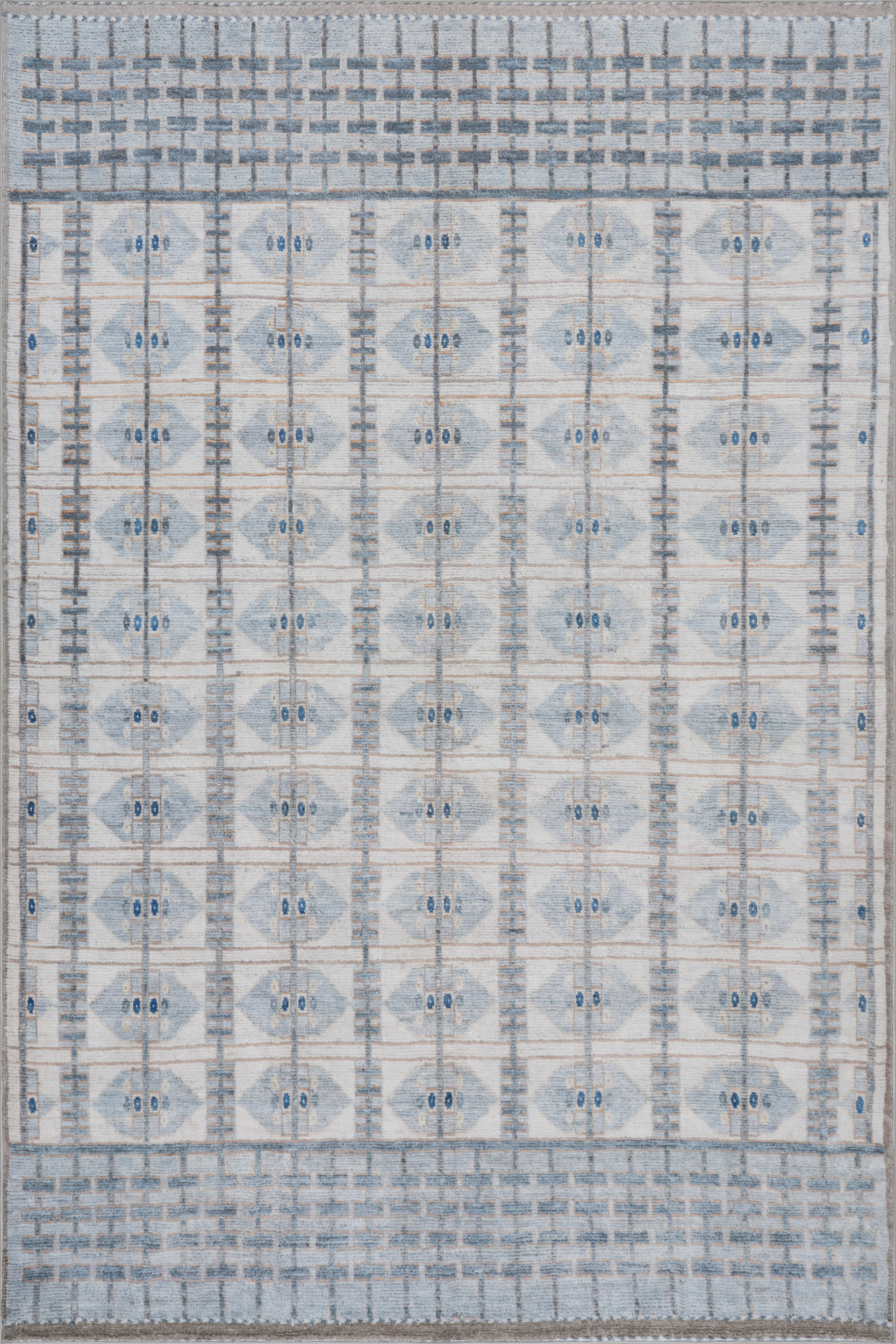 Isolated view of Light Blue Rectangle Drusilae Abstract Handmade Wool Rug, showcasing its design
