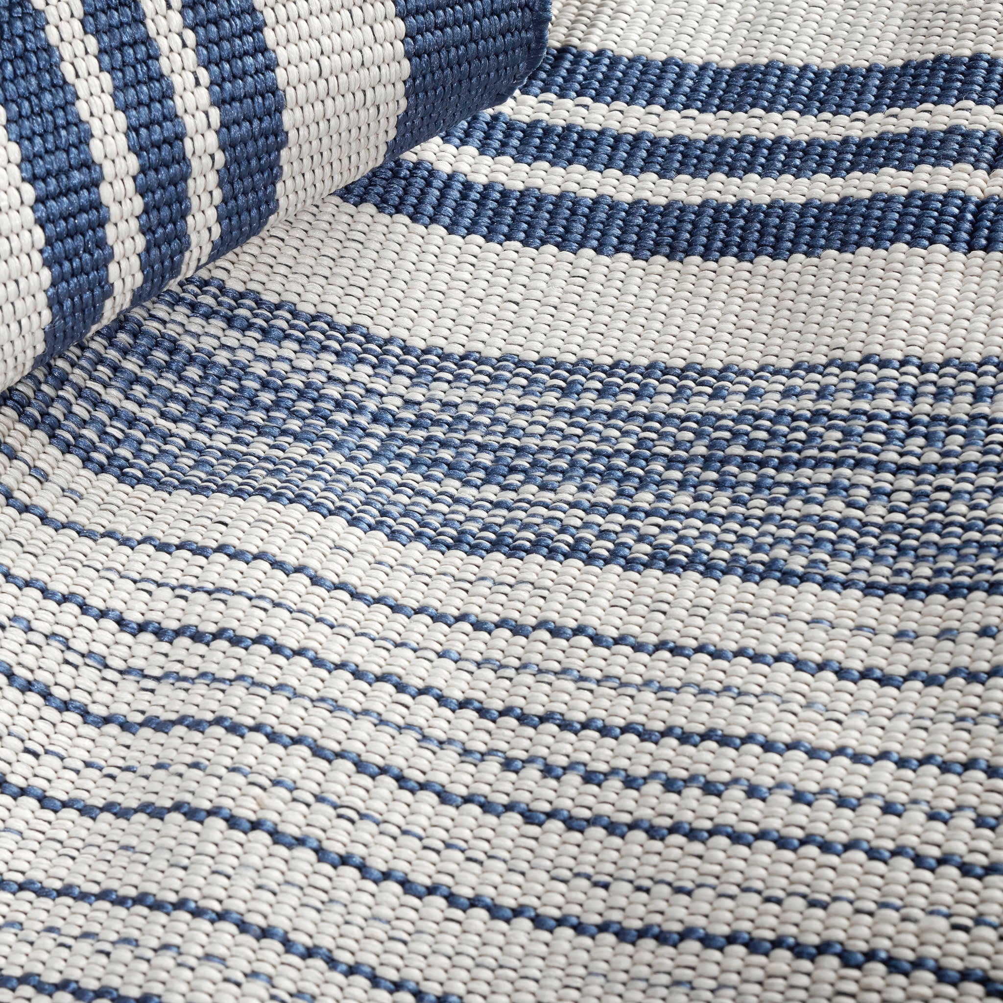 Quincy Stripe Handwoven Indoor/Outdoor Rug | Denim