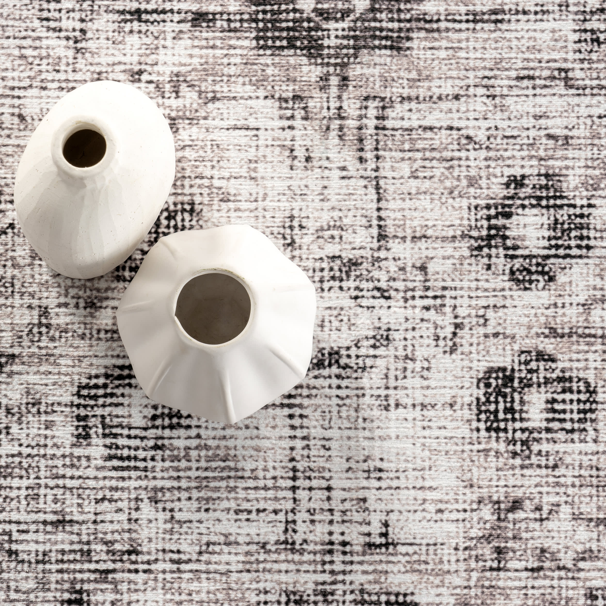 Medallion Spill Proof Washable Rug | Light Grey