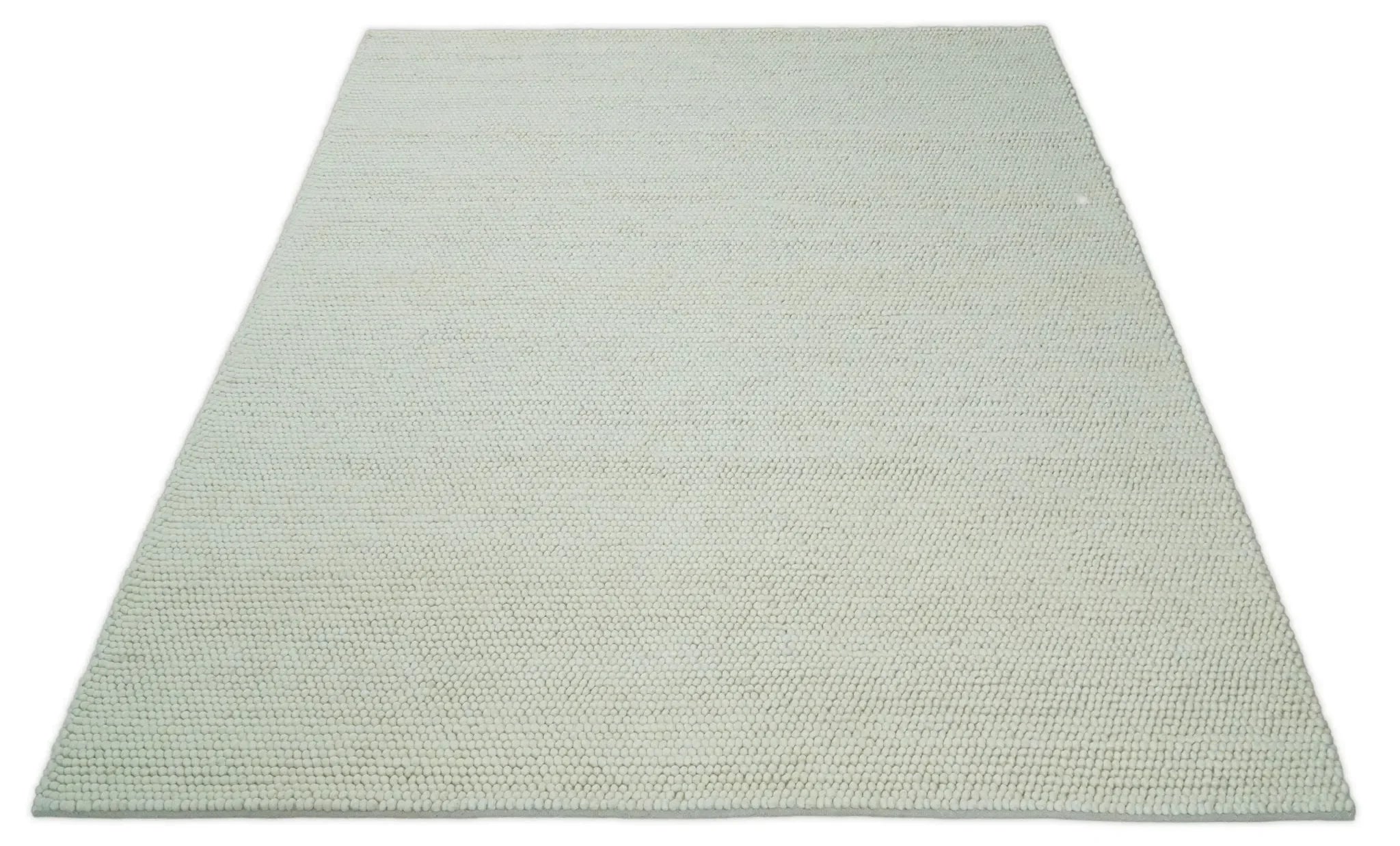 Solid Ivory Wool Felted Chunky Hand Woven Contemporary Area Rug - The Mayfair Hall
