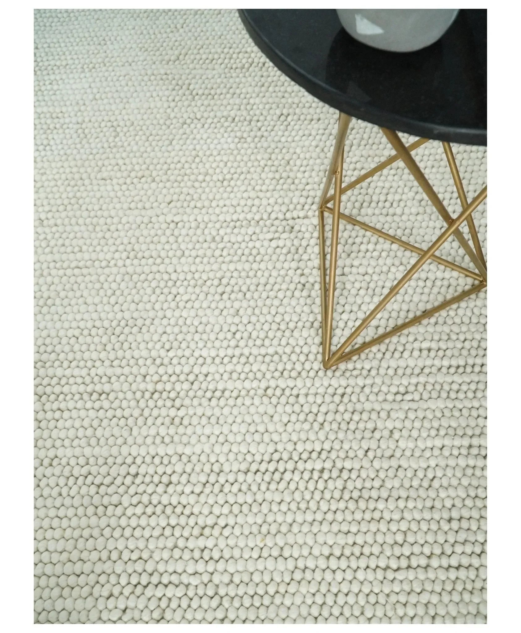 Solid Ivory Wool Felted Chunky Hand Woven Contemporary Area Rug - The Mayfair Hall