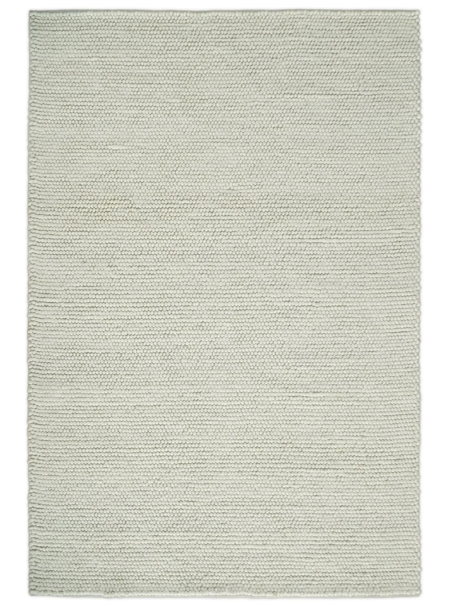Solid Ivory Wool Felted Chunky Hand Woven Contemporary Area Rug - The Mayfair Hall