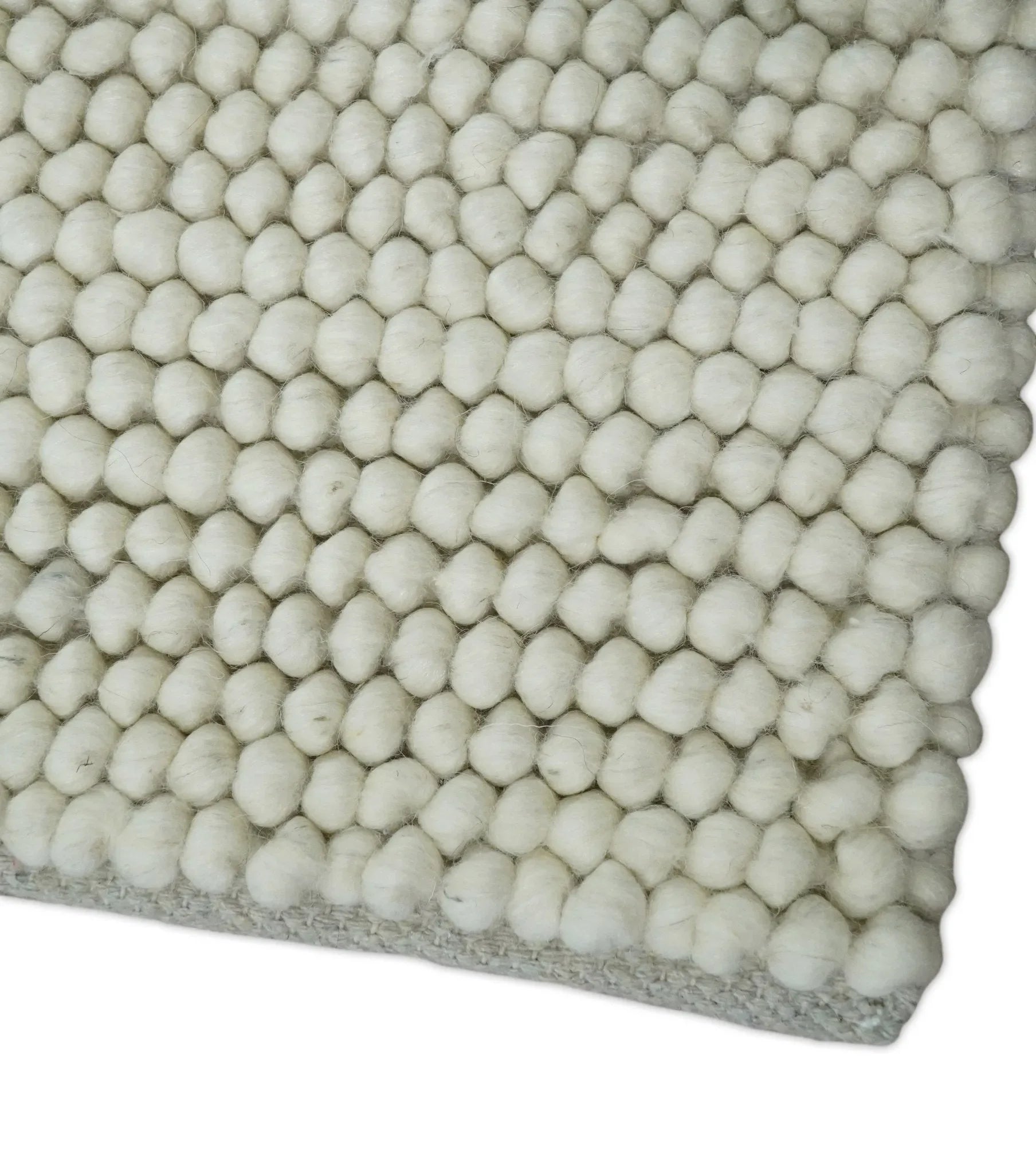 Solid Ivory Wool Felted Chunky Hand Woven Contemporary Area Rug - The Mayfair Hall