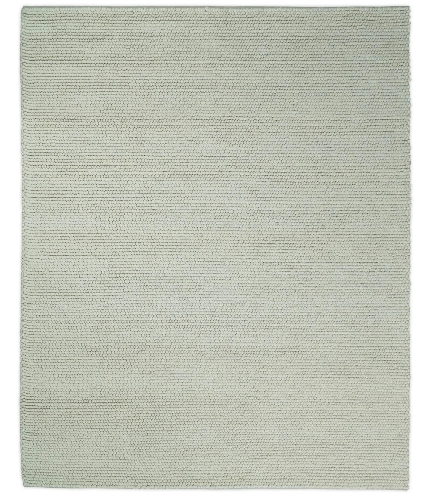 Solid Ivory Wool Felted Chunky Hand Woven Contemporary Area Rug - The Mayfair Hall