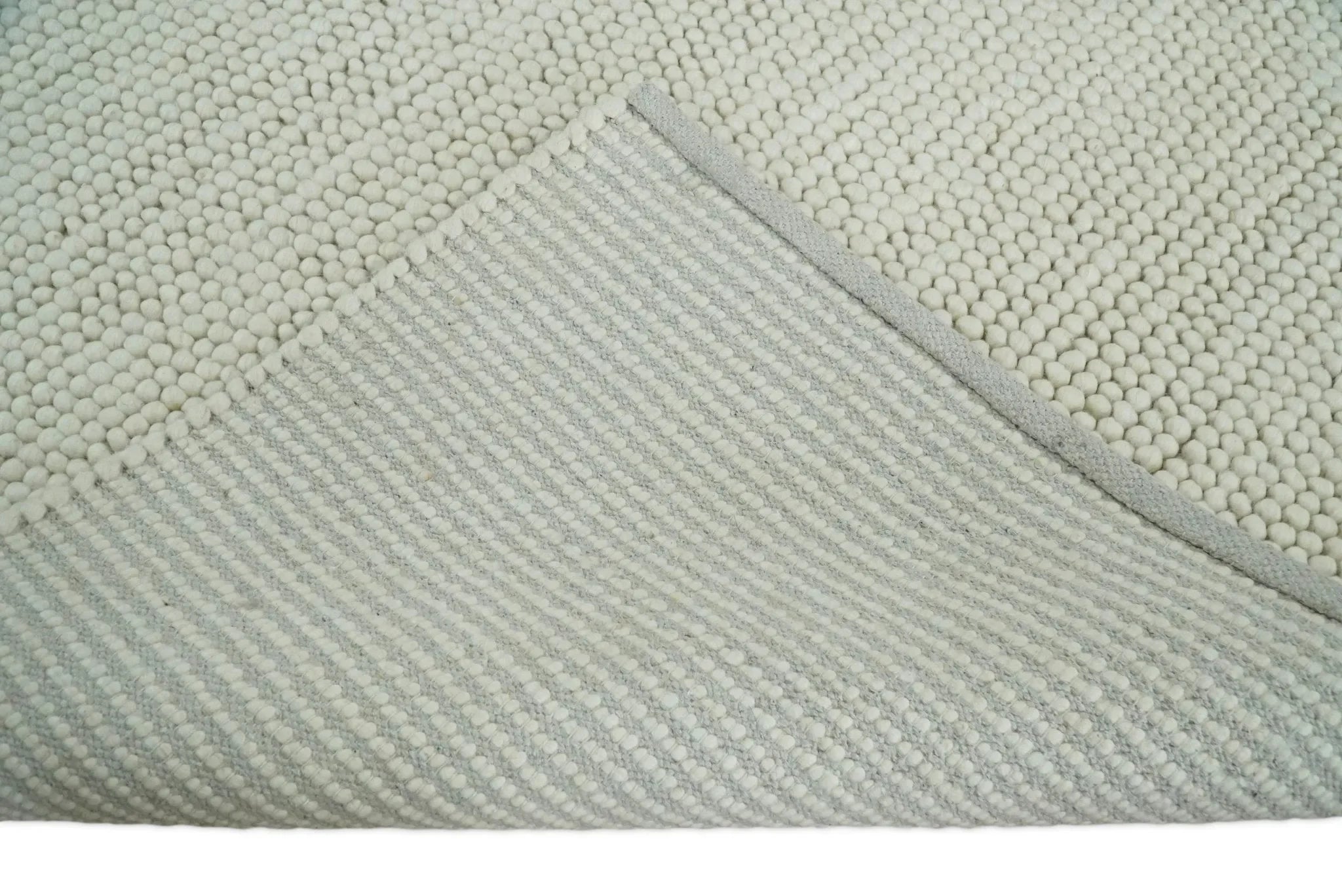 Solid Ivory Wool Felted Chunky Hand Woven Contemporary Area Rug - The Mayfair Hall