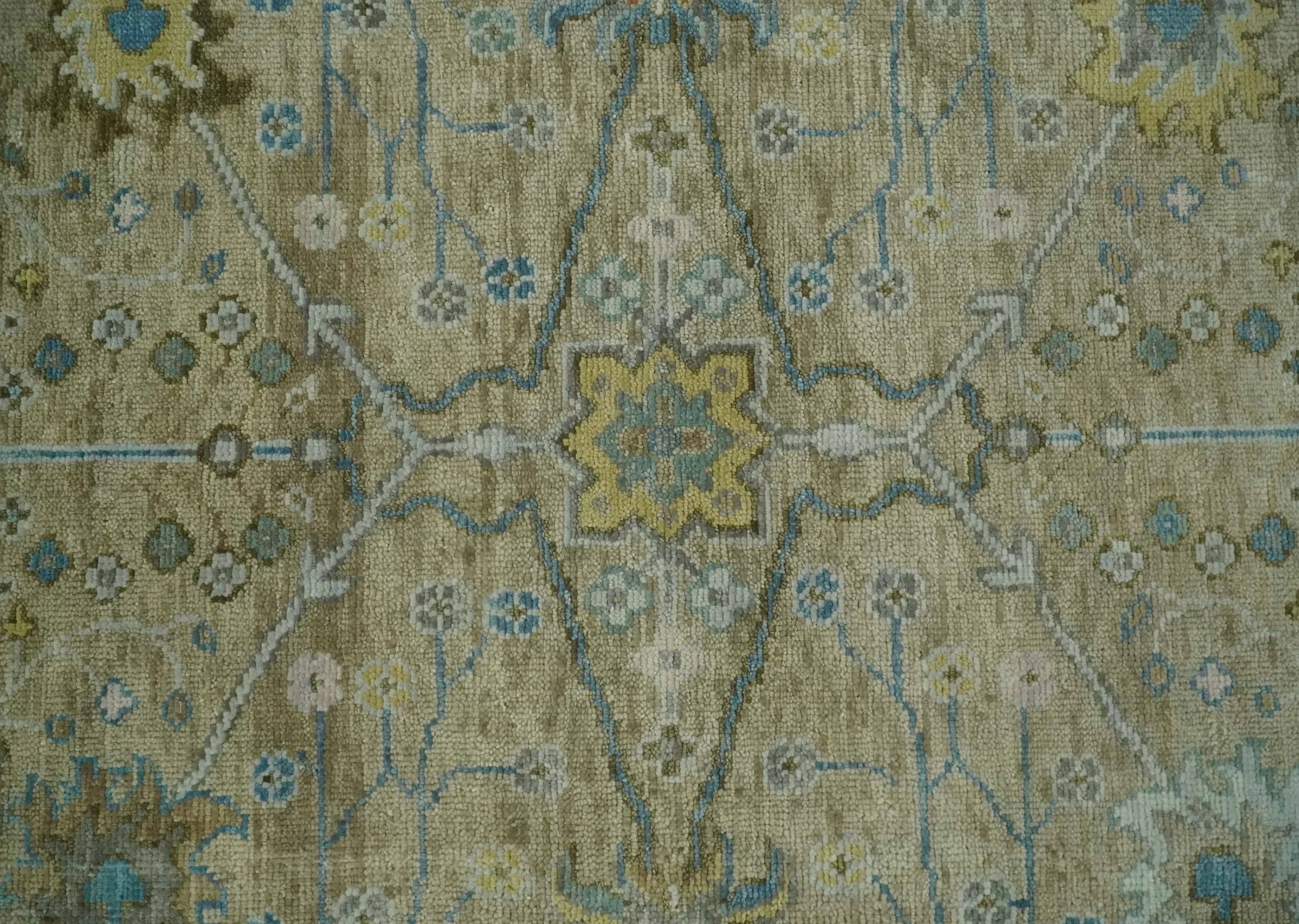 Hand Knotted Beige, Ivory and Gray Traditional Oushak Custom Made Wool Area Rug - The Mayfair Hall