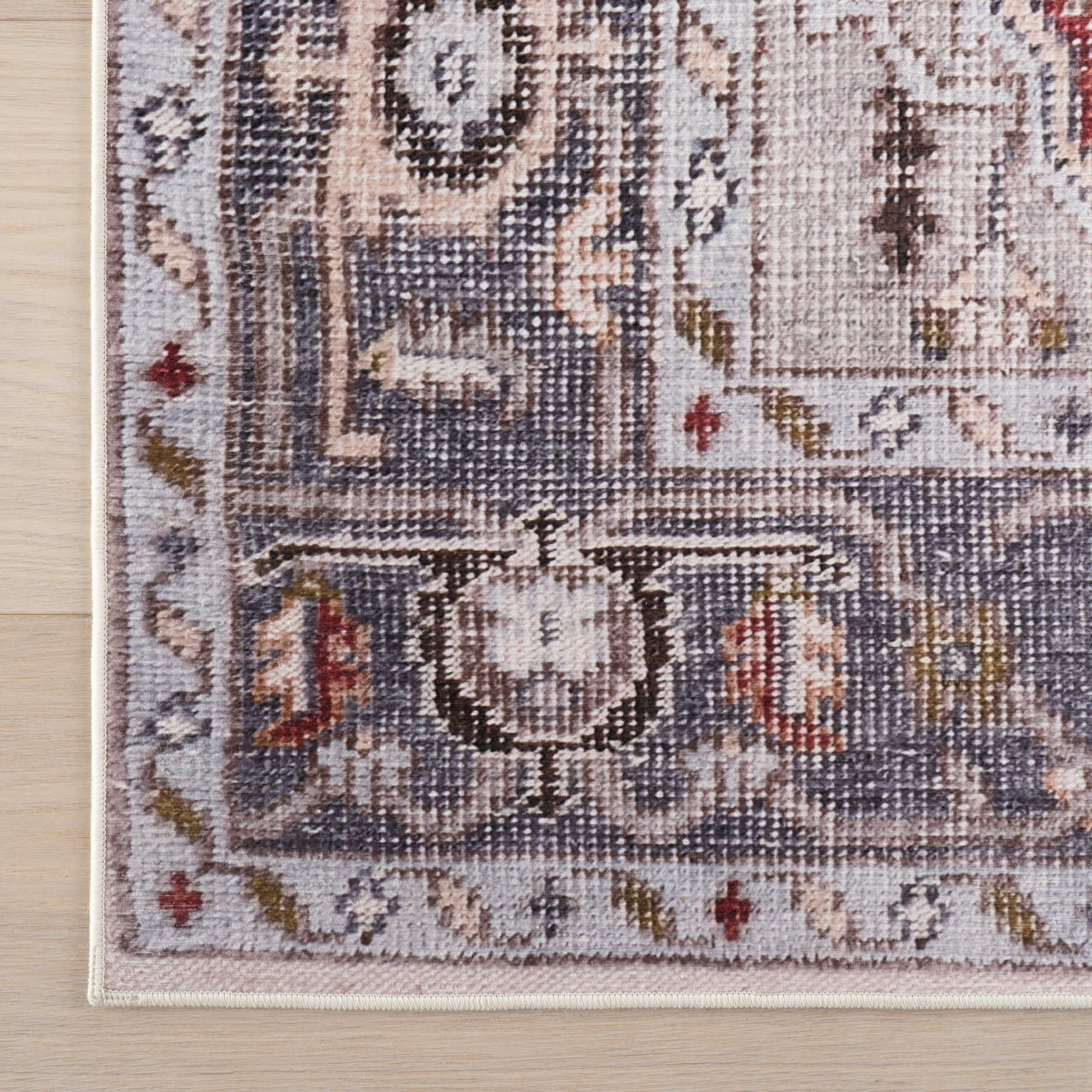 Crystalline Medallion Spill Proof Washable Rug | Beige