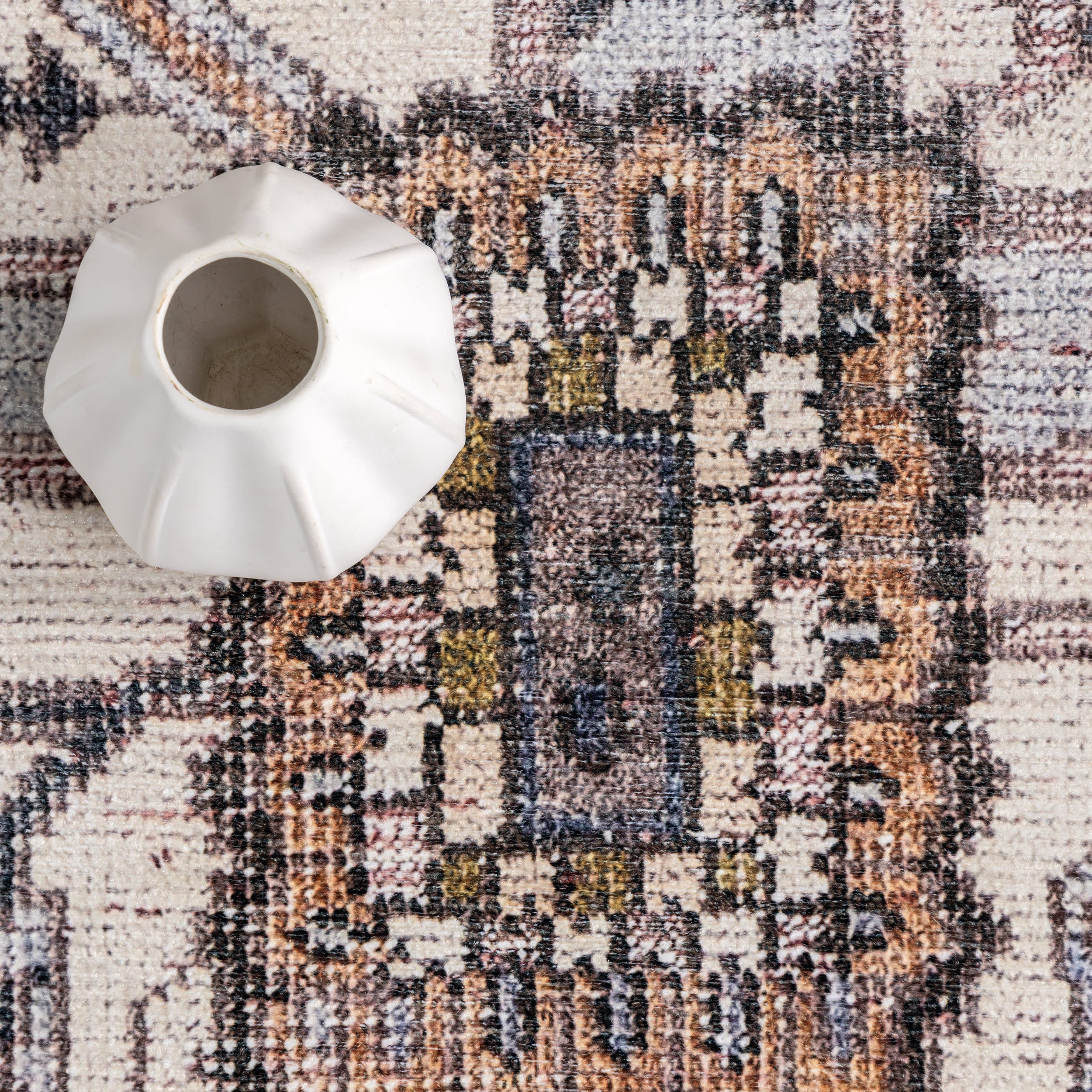 Jewel Medallion Spill Proof Washable Rug | Light Pink