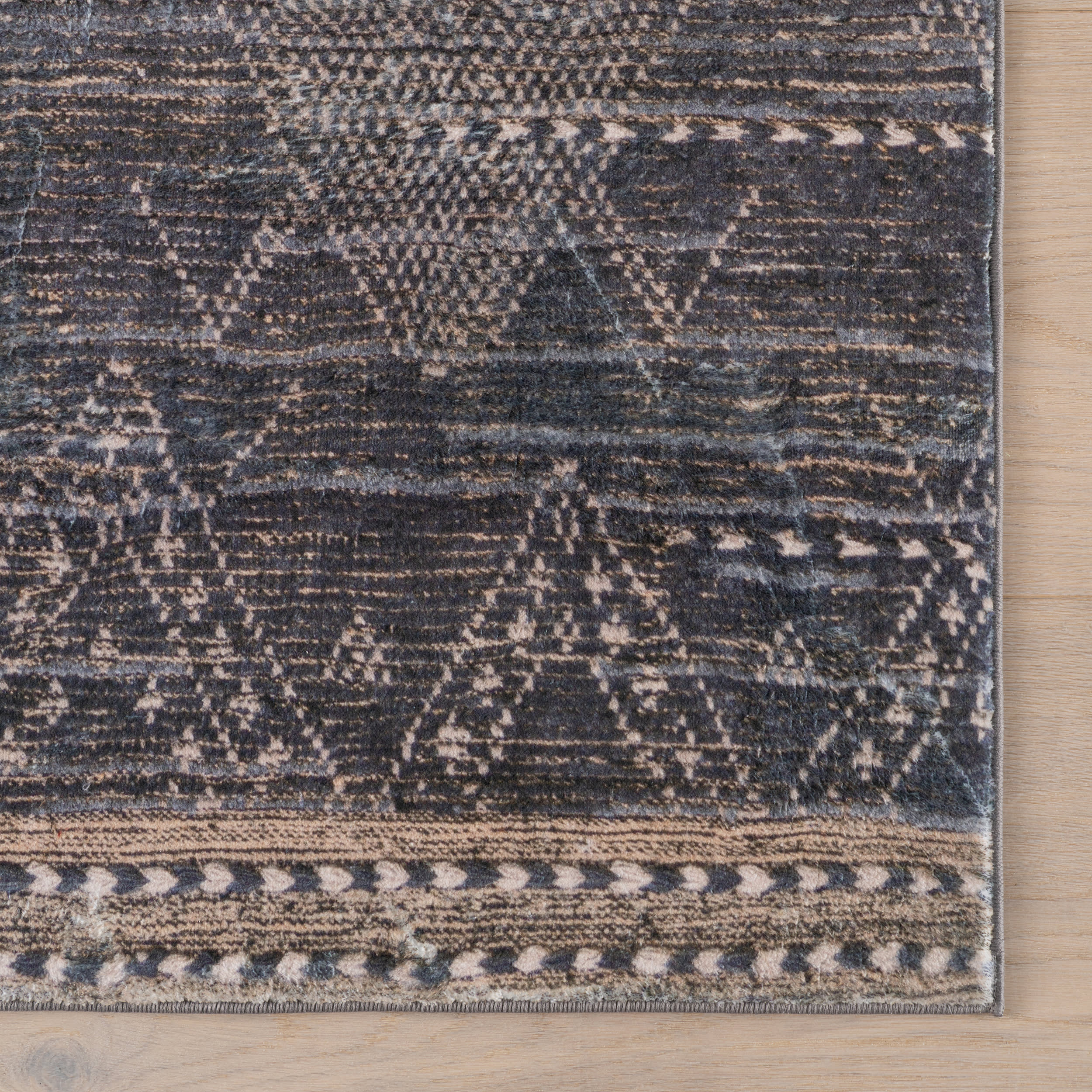 Nevara Abstract Washable Rug | Charcoal