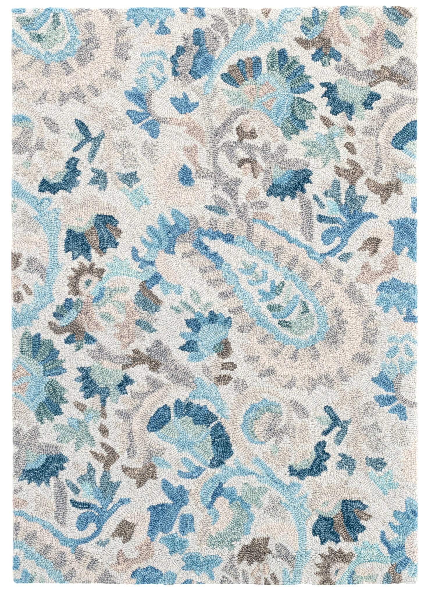 Ines Hand Micro Hooked Wool Rug | Blue