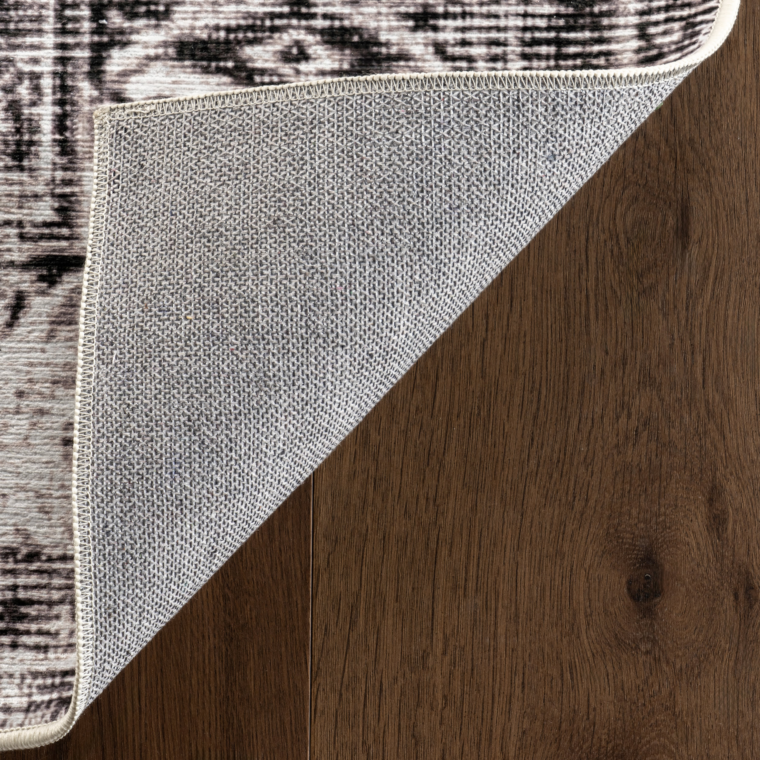 Medallion Spill Proof Washable Rug | Light Grey