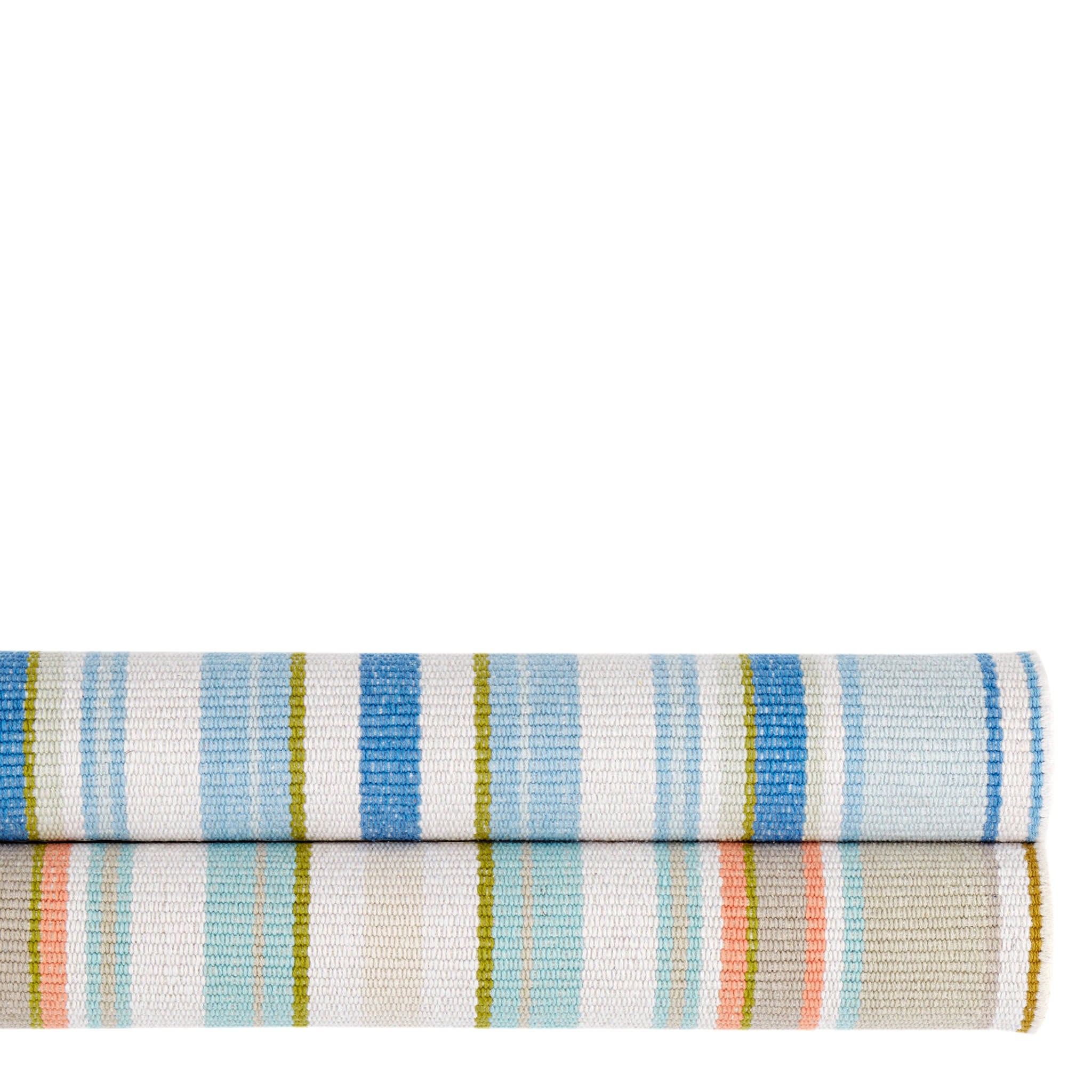 Daphne Stripe Handwoven Cotton Rug | Sky