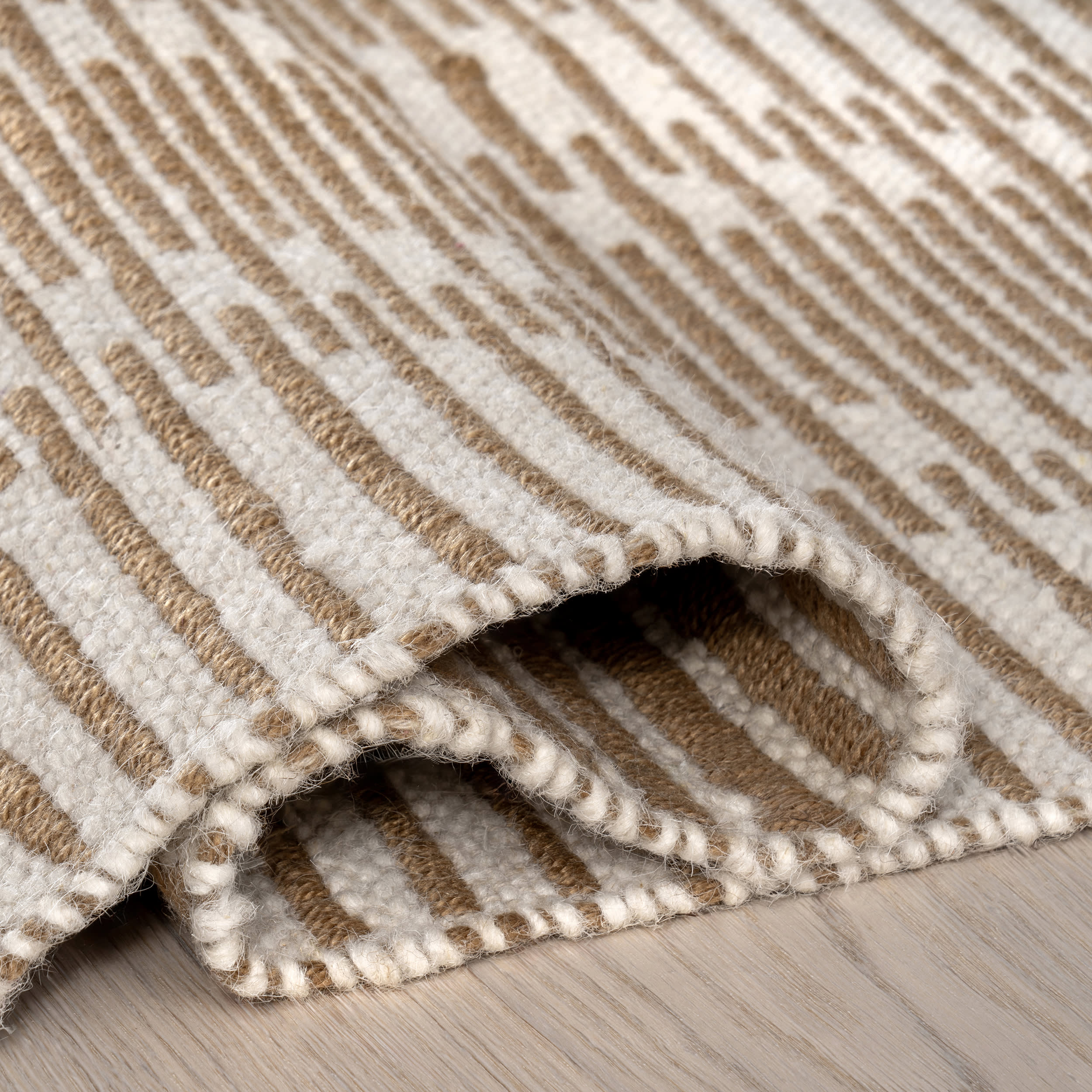 Virgo Striped Reversible Wool Rug | Natural