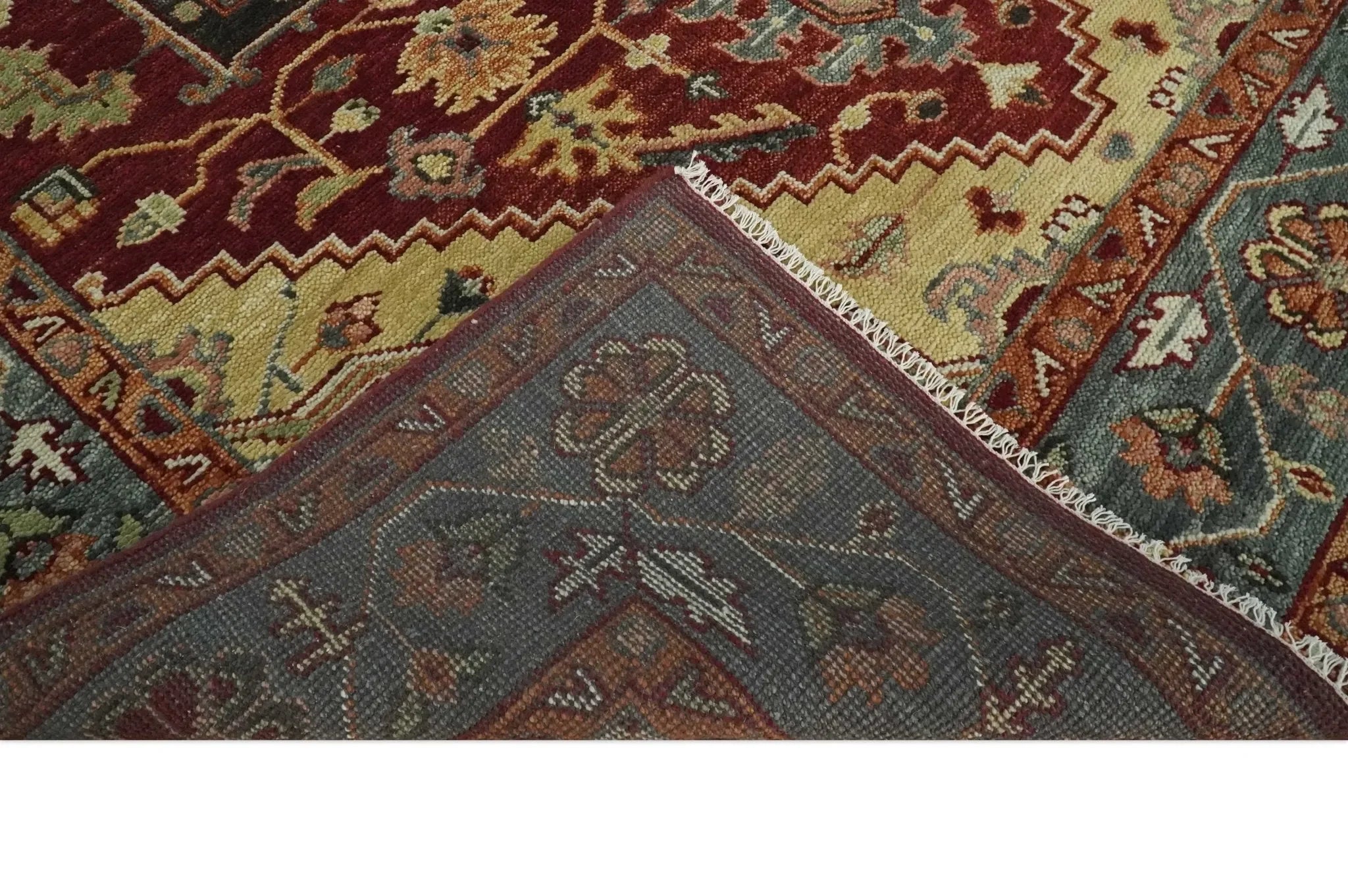 9x12 Hand Knotted Red and Gray Traditional Persian Heriz Serapi Wool Rug | TRDCP952 - The Mayfair Hall