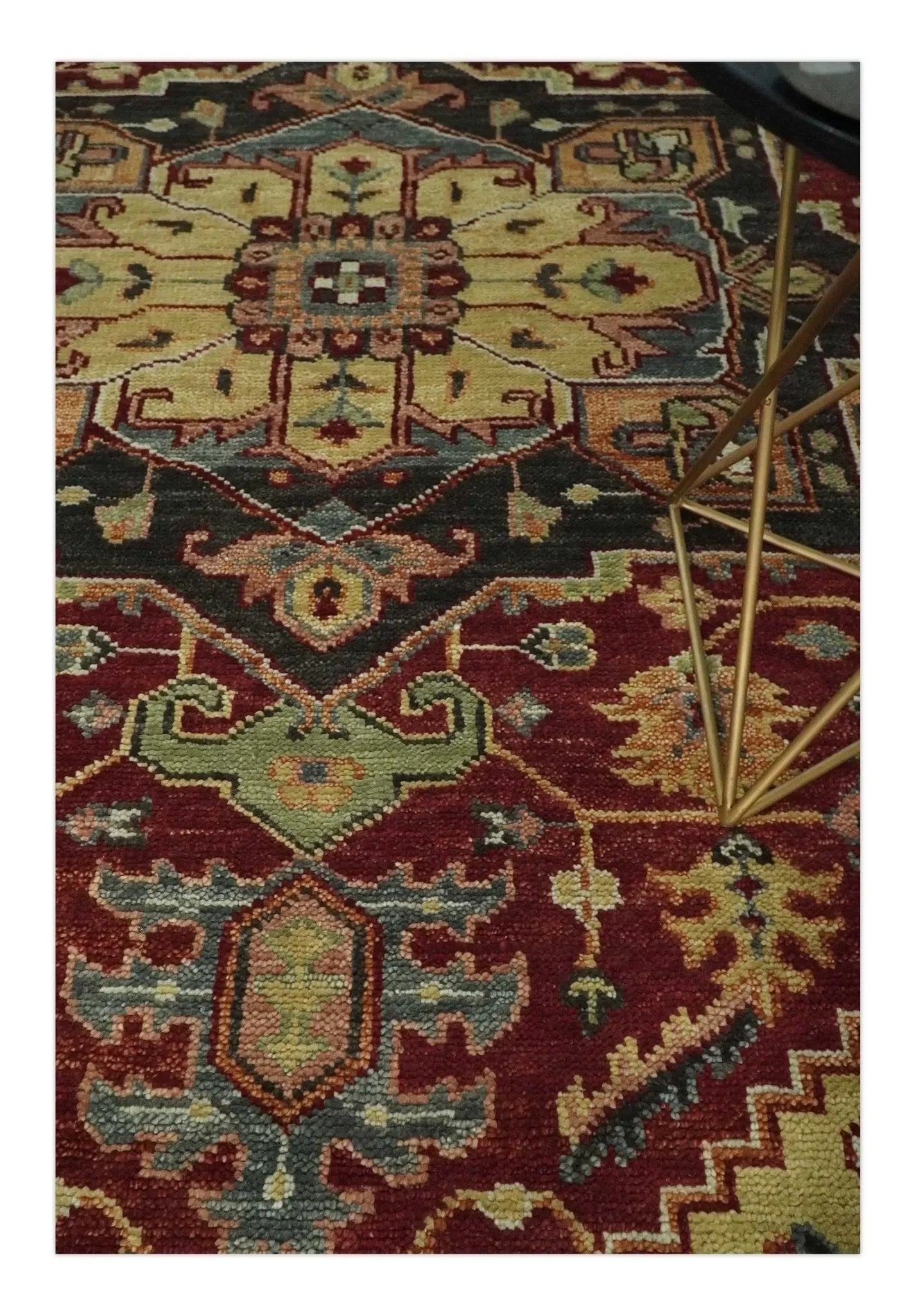 9x12 Hand Knotted Red and Gray Traditional Persian Heriz Serapi Wool Rug | TRDCP952 - The Mayfair Hall