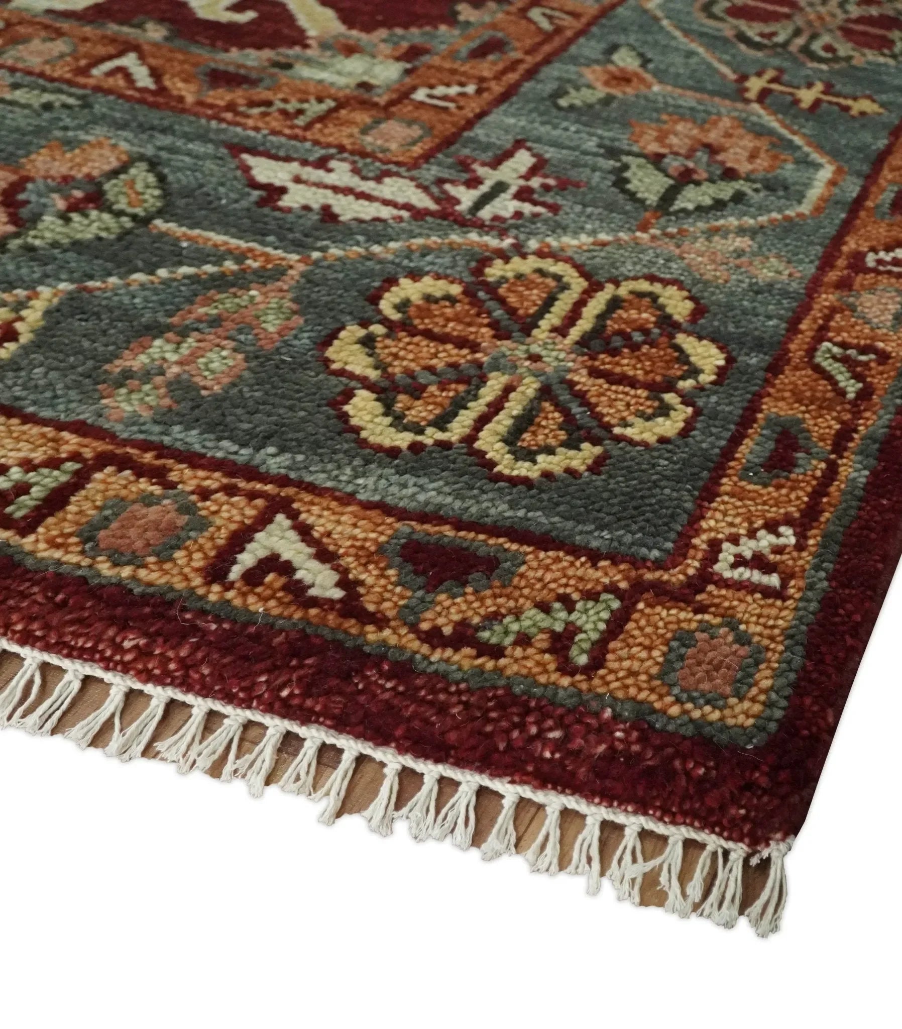 9x12 Hand Knotted Red and Gray Traditional Persian Heriz Serapi Wool Rug | TRDCP952 - The Mayfair Hall