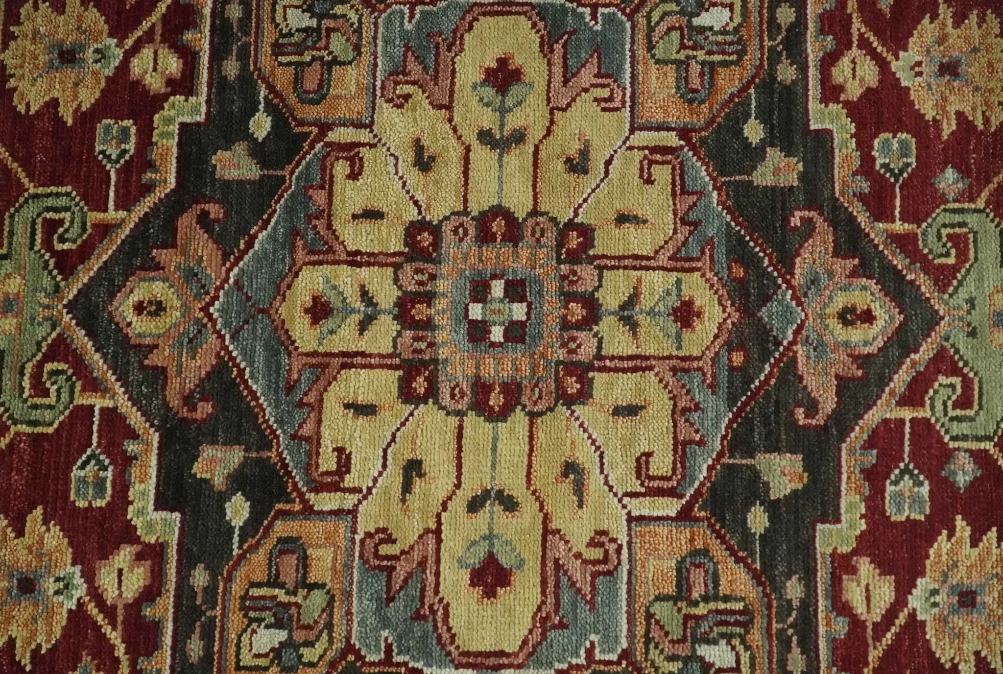 9x12 Hand Knotted Red and Gray Traditional Persian Heriz Serapi Wool Rug | TRDCP952 - The Mayfair Hall