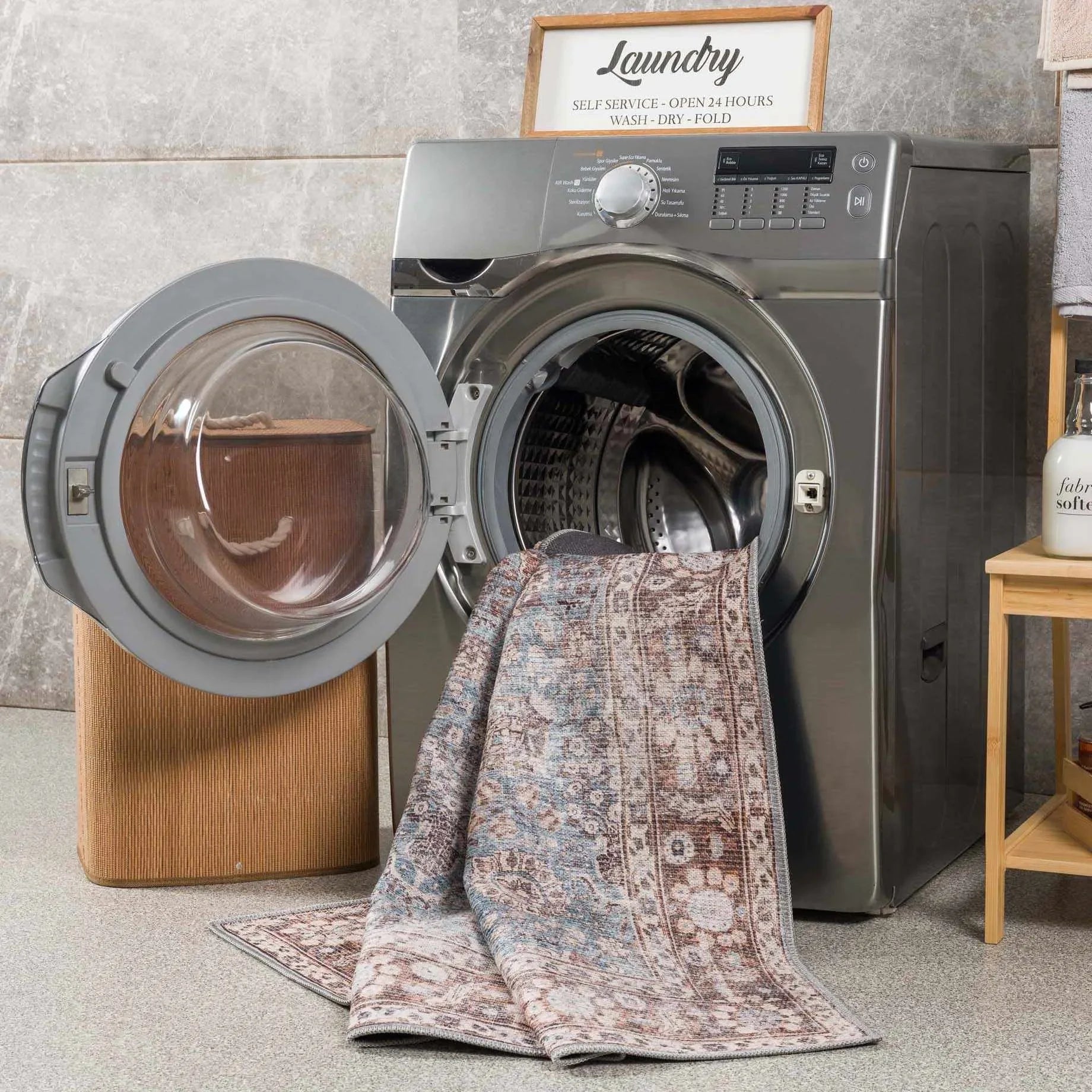 Dauis Brown&Blue Washable Persian Style Rug - The Mayfair Hall