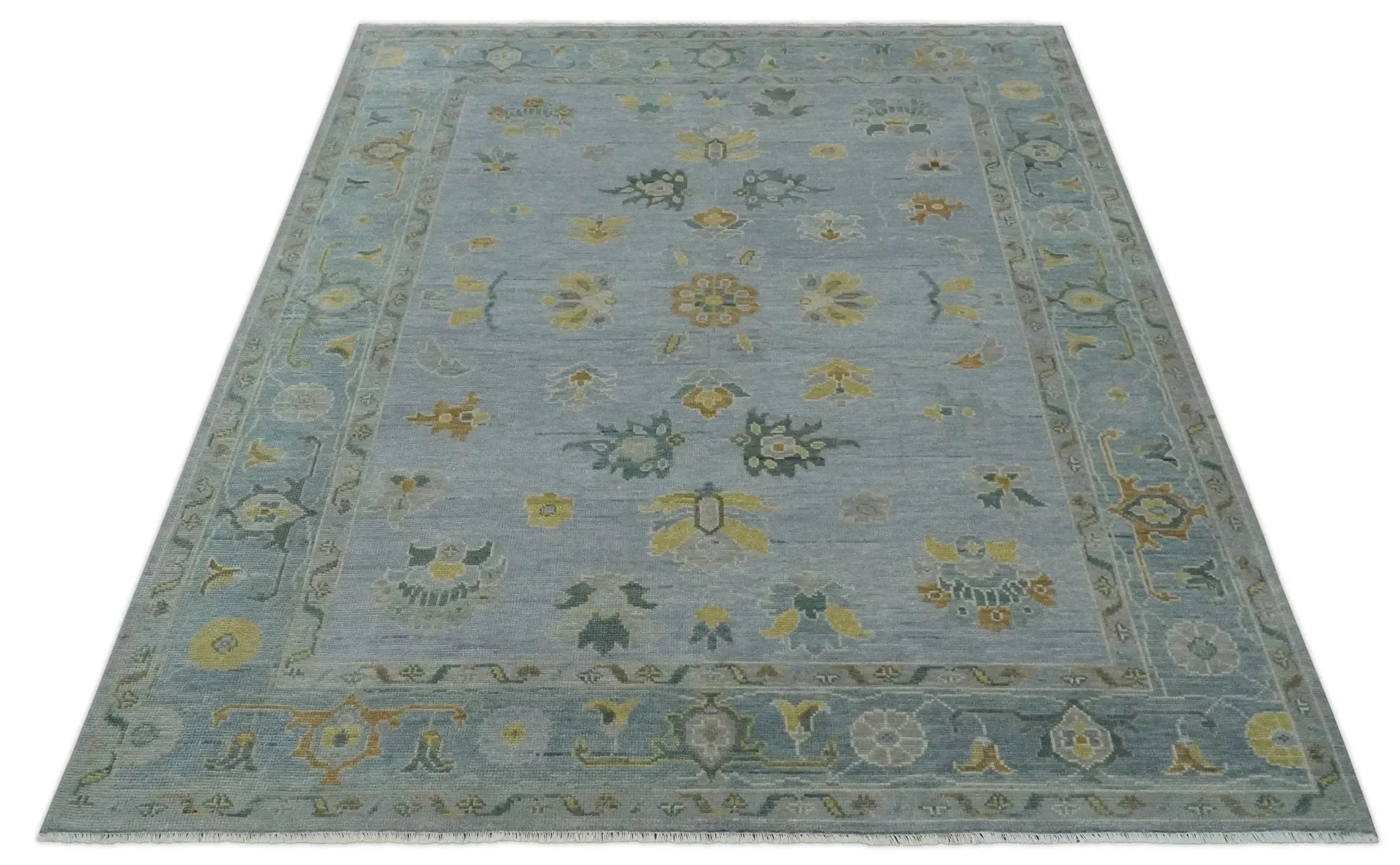 Antique Style Silver and Gray Traditional Hand knotted Oushak Custom Made wool Rug - The Mayfair Hall