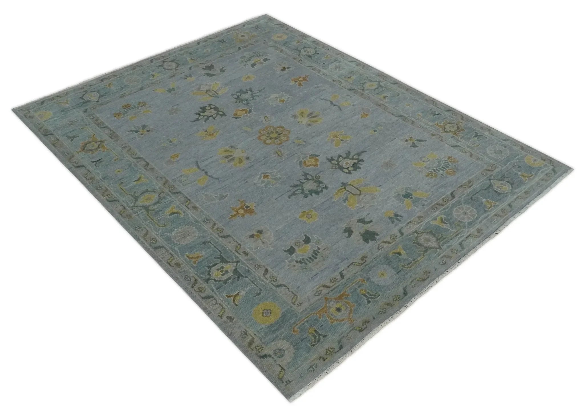 Antique Style Silver and Gray Traditional Hand knotted Oushak Custom Made wool Rug - The Mayfair Hall