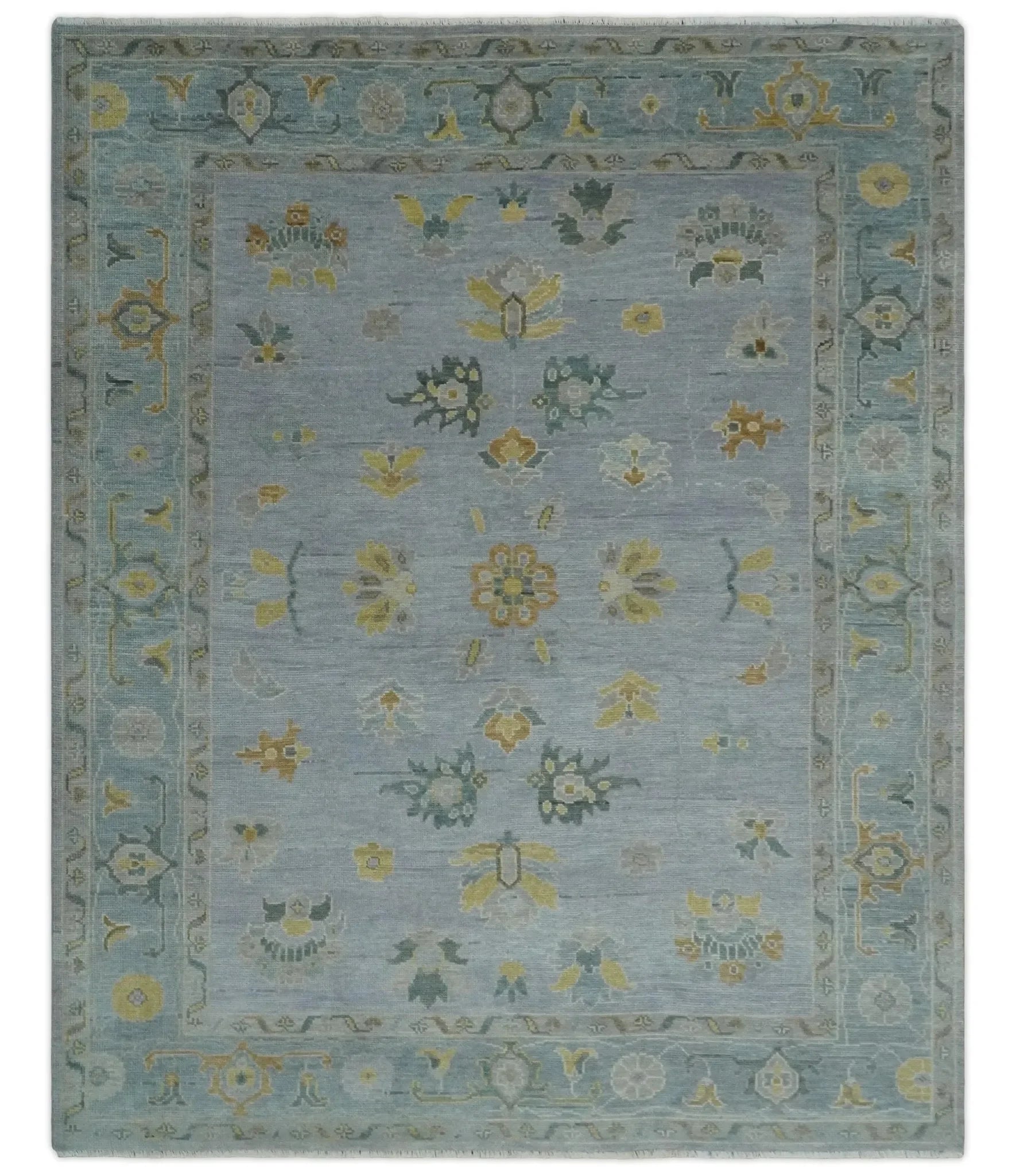 Antique Style Silver and Gray Traditional Hand knotted Oushak Custom Made wool Rug - The Mayfair Hall