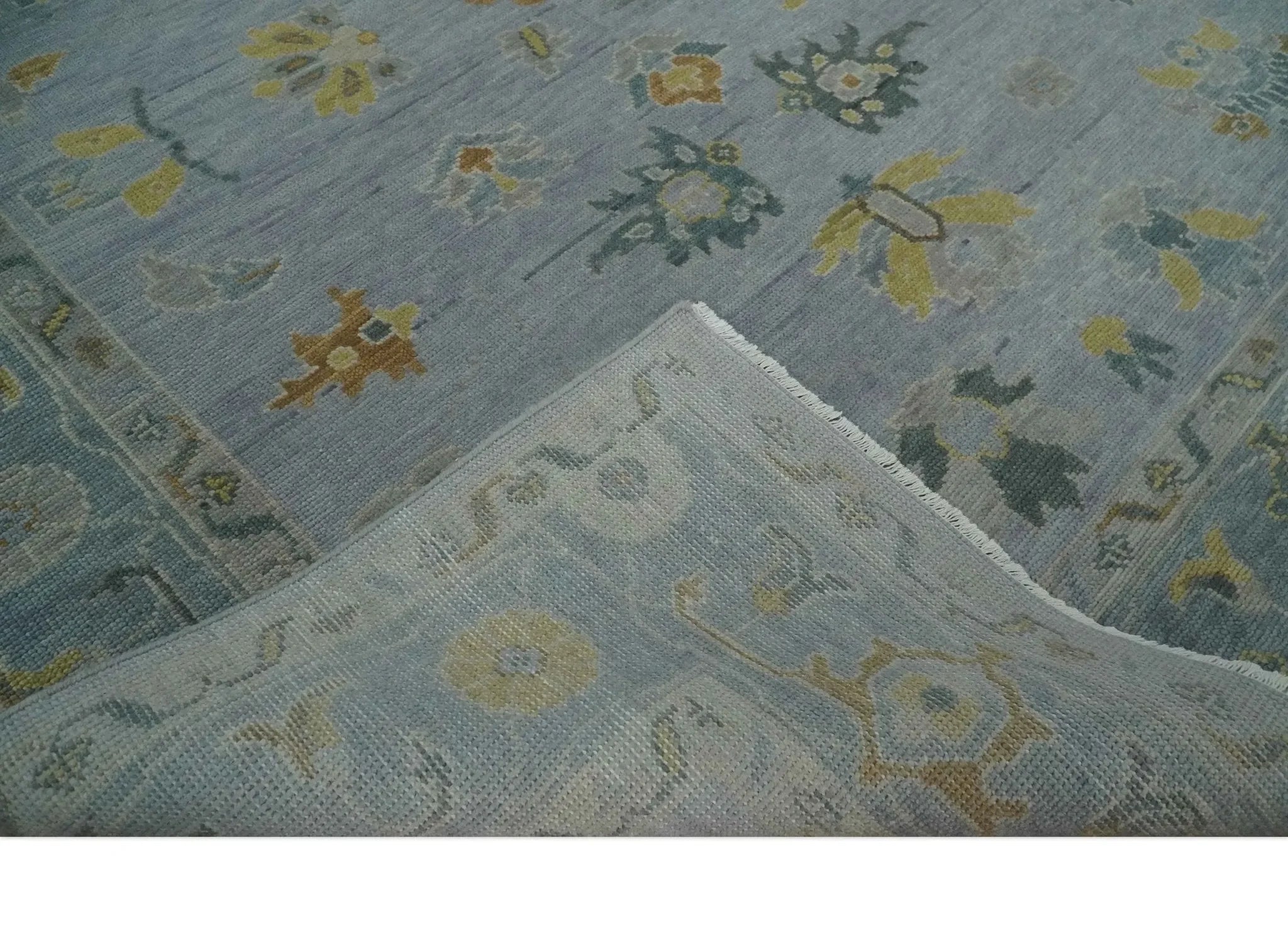 Antique Style Silver and Gray Traditional Hand knotted Oushak Custom Made wool Rug - The Mayfair Hall