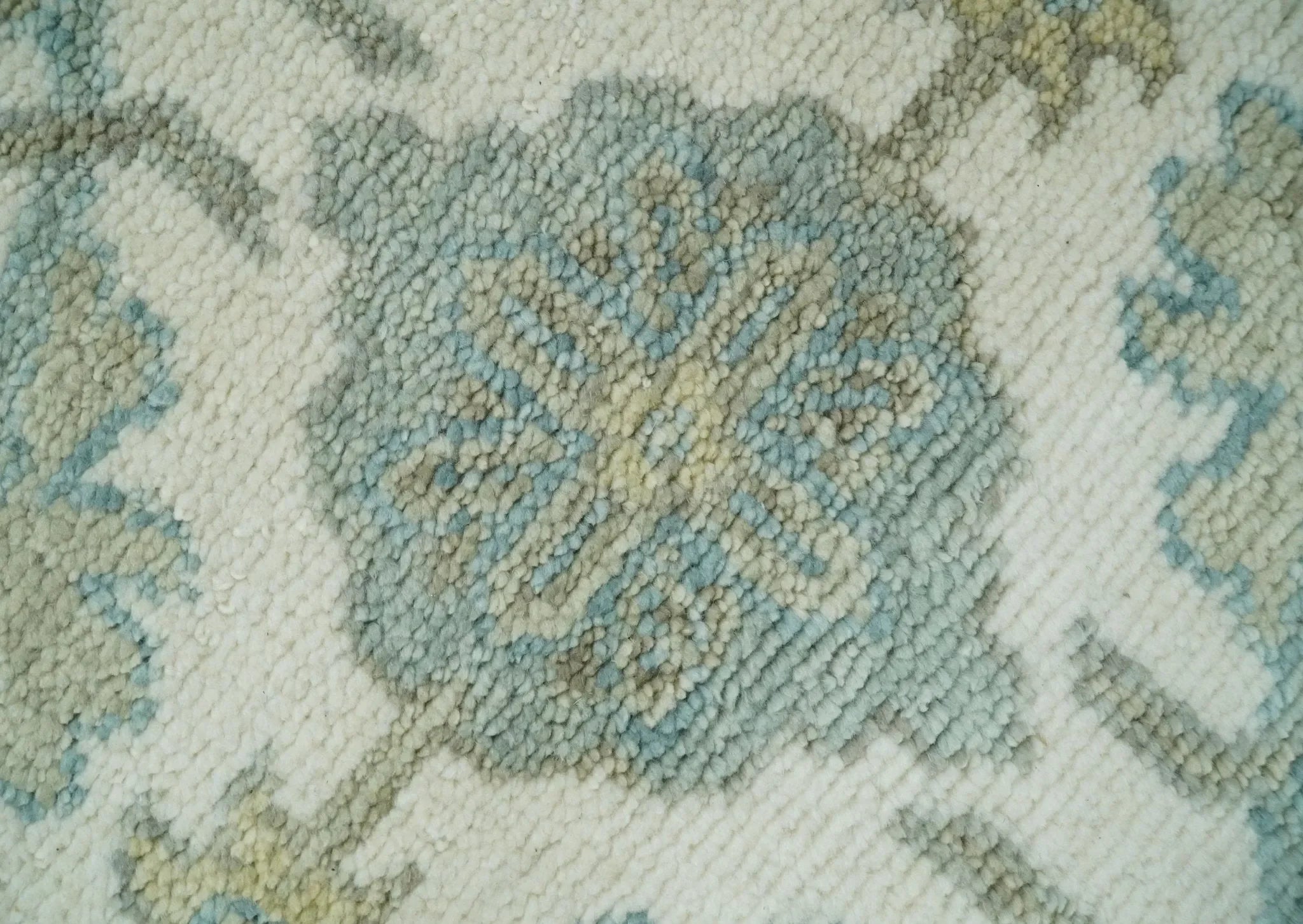 Ivory, Blue and Beige Hand knotted Traditional Large Design Multi Size wool Area Rug - The Mayfair Hall