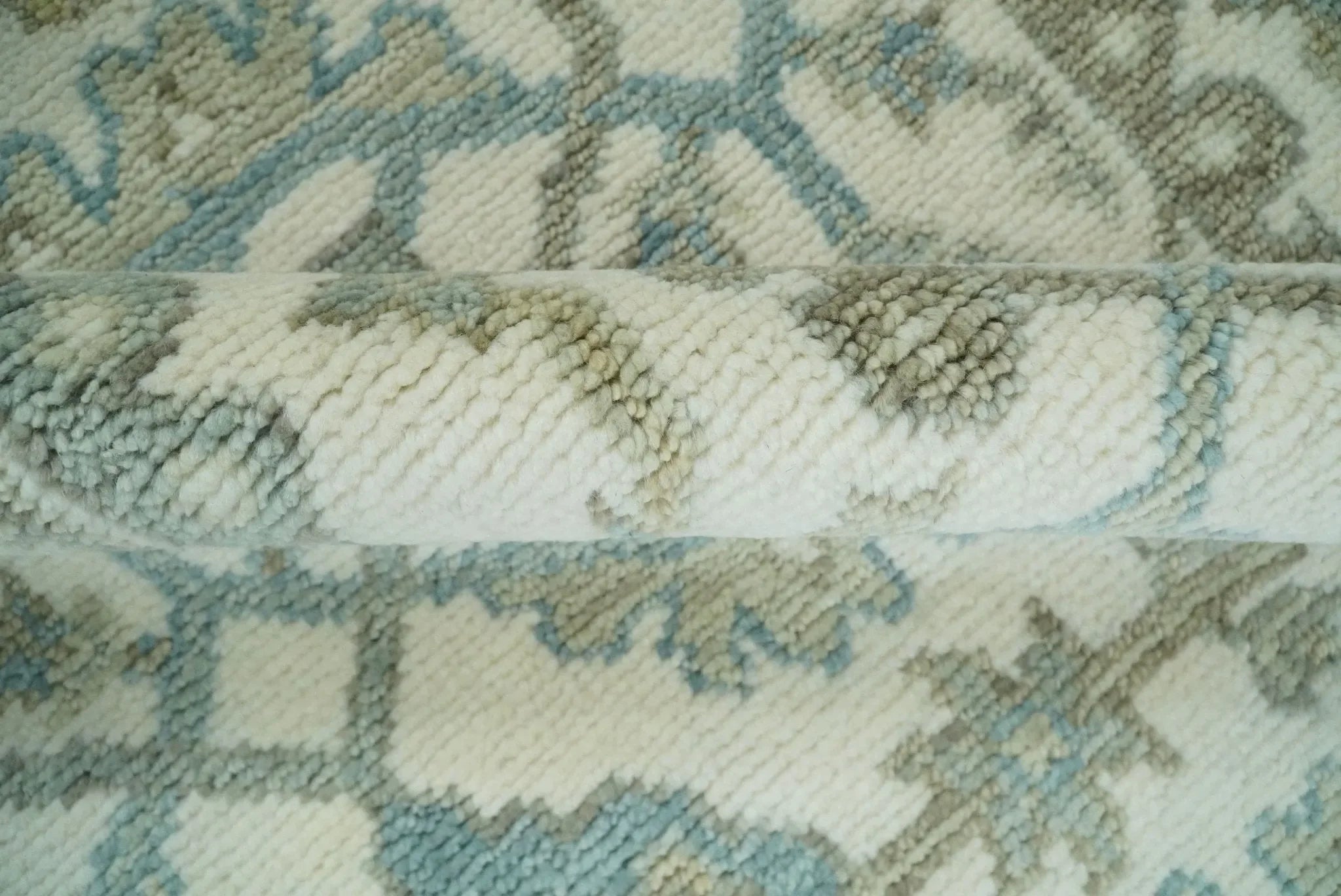 Ivory, Blue and Beige Hand knotted Traditional Large Design Multi Size wool Area Rug - The Mayfair Hall