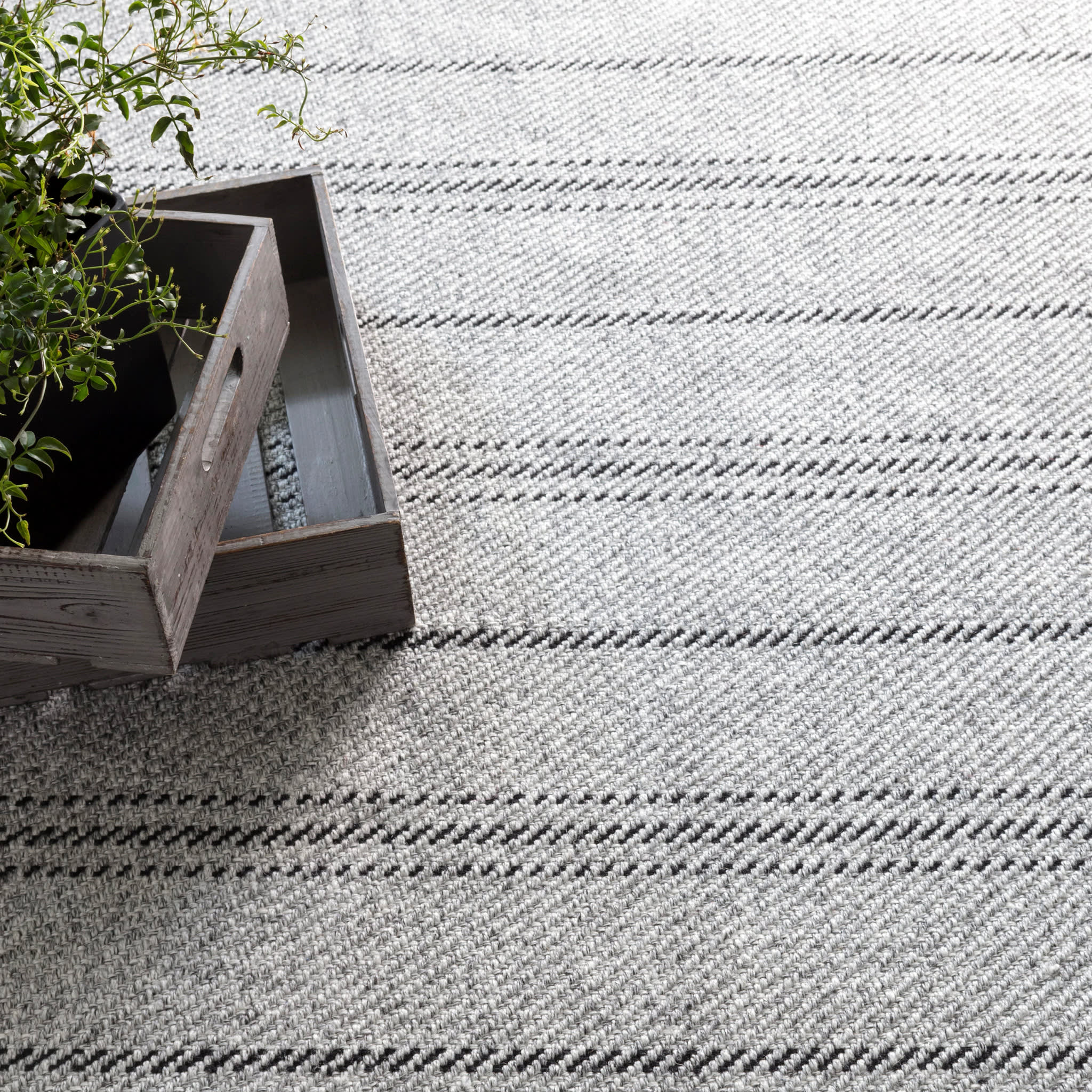 Melange Stripe Handwoven Indoor/Outdoor Rug | Grey/Black