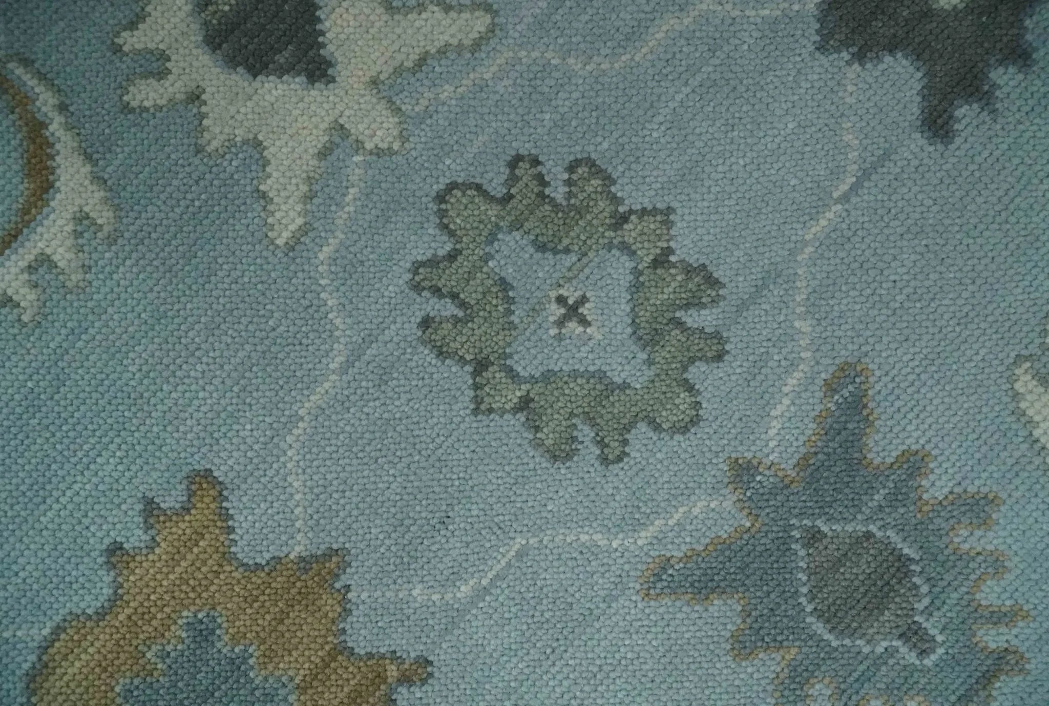 Bluish Gray and Aqua Hand knotted Oriental Oushak Custom Made wool Area Rug - The Mayfair Hall