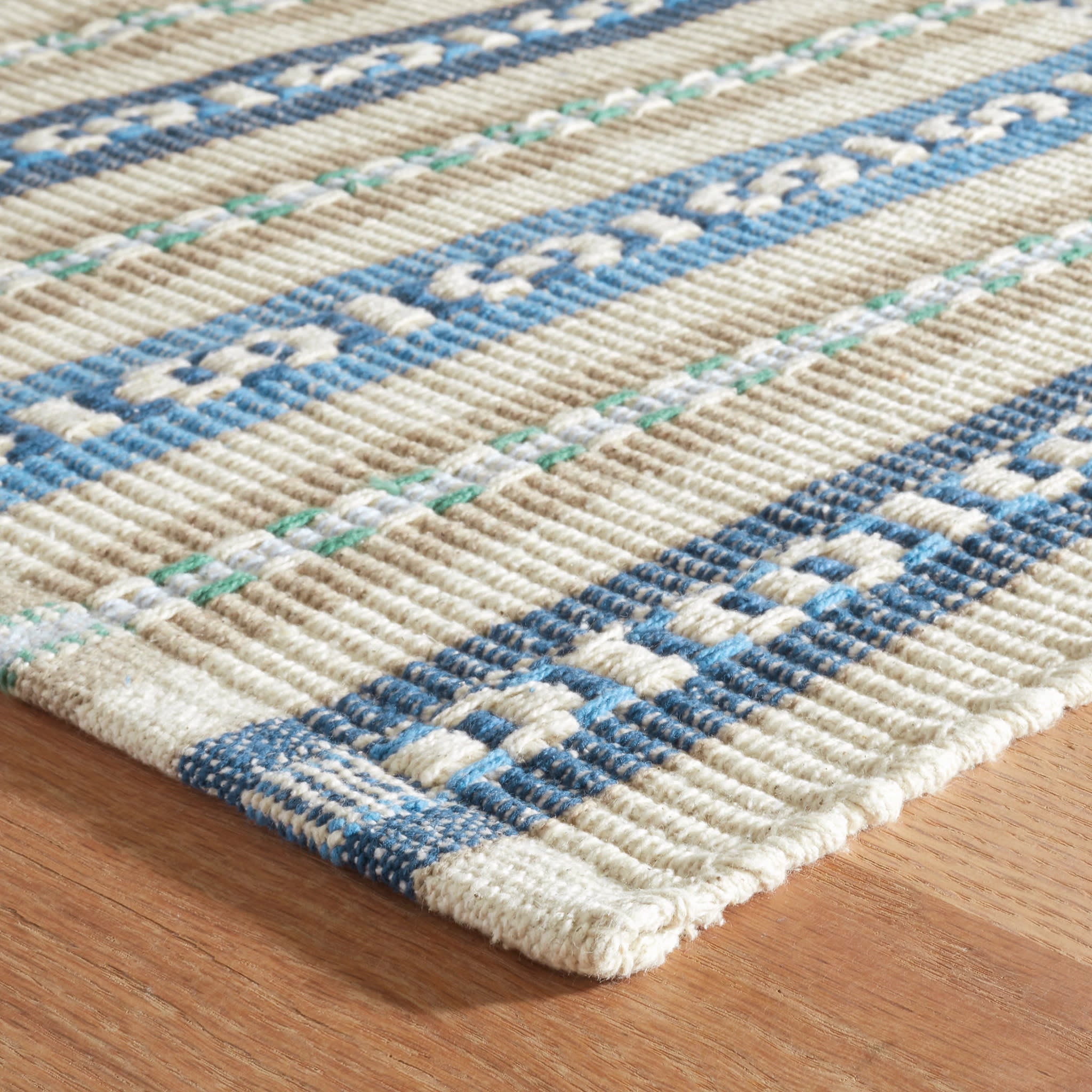 Long Slade Handwoven Cotton Rug | Indigo
