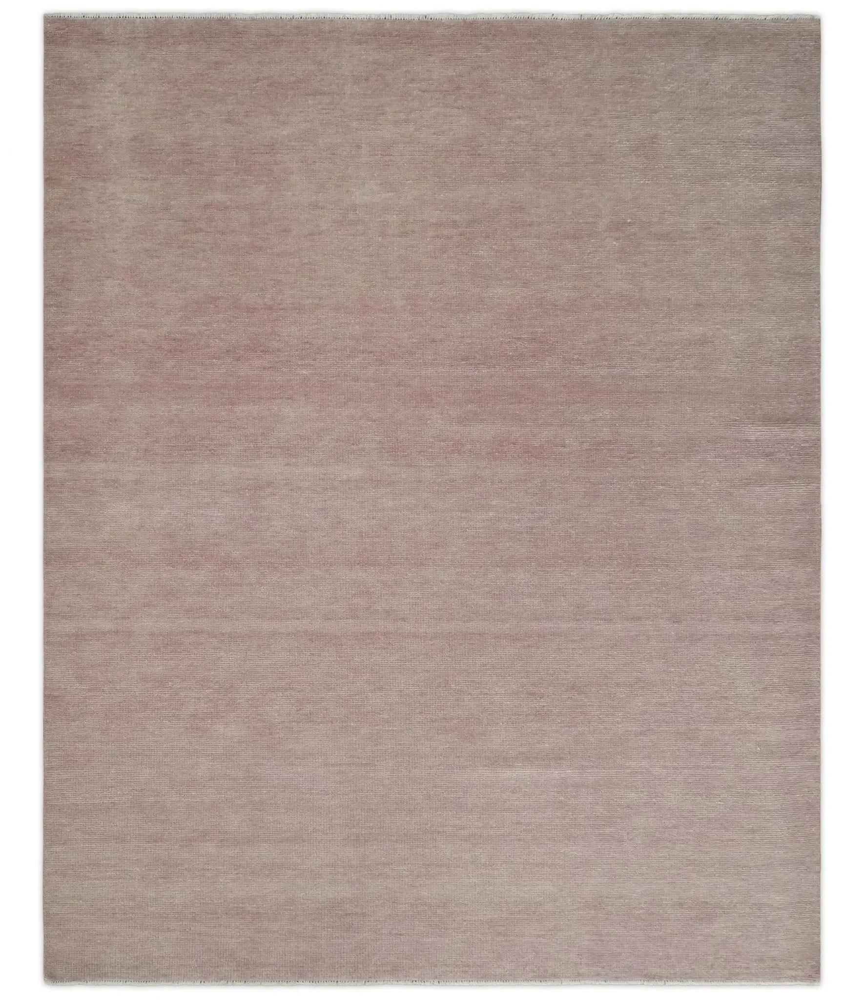 Contemporary Custom Made Modern Solid Peach Hand knotted Wool Area Rug - The Mayfair Hall