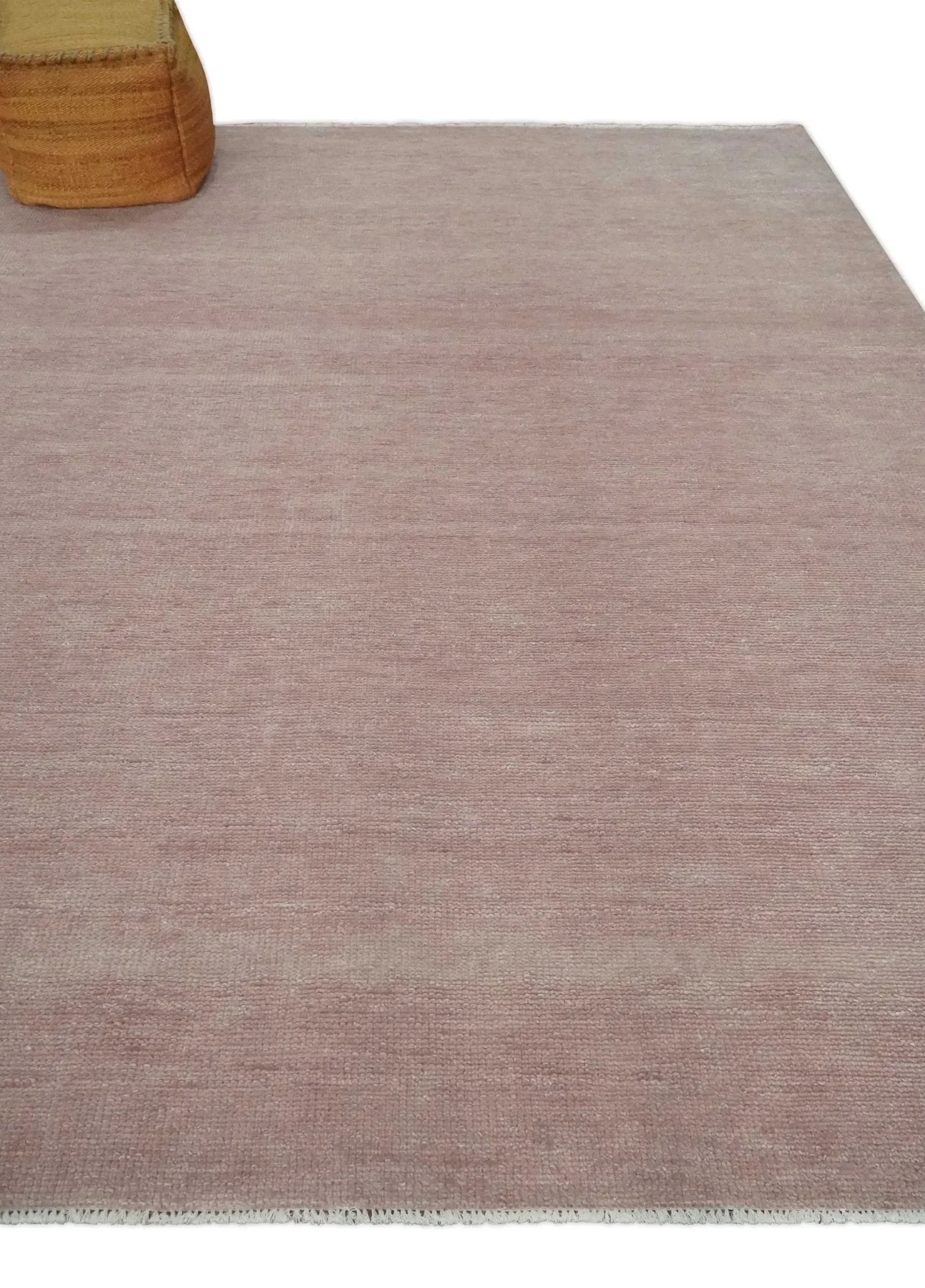 Contemporary Custom Made Modern Solid Peach Hand knotted Wool Area Rug - The Mayfair Hall