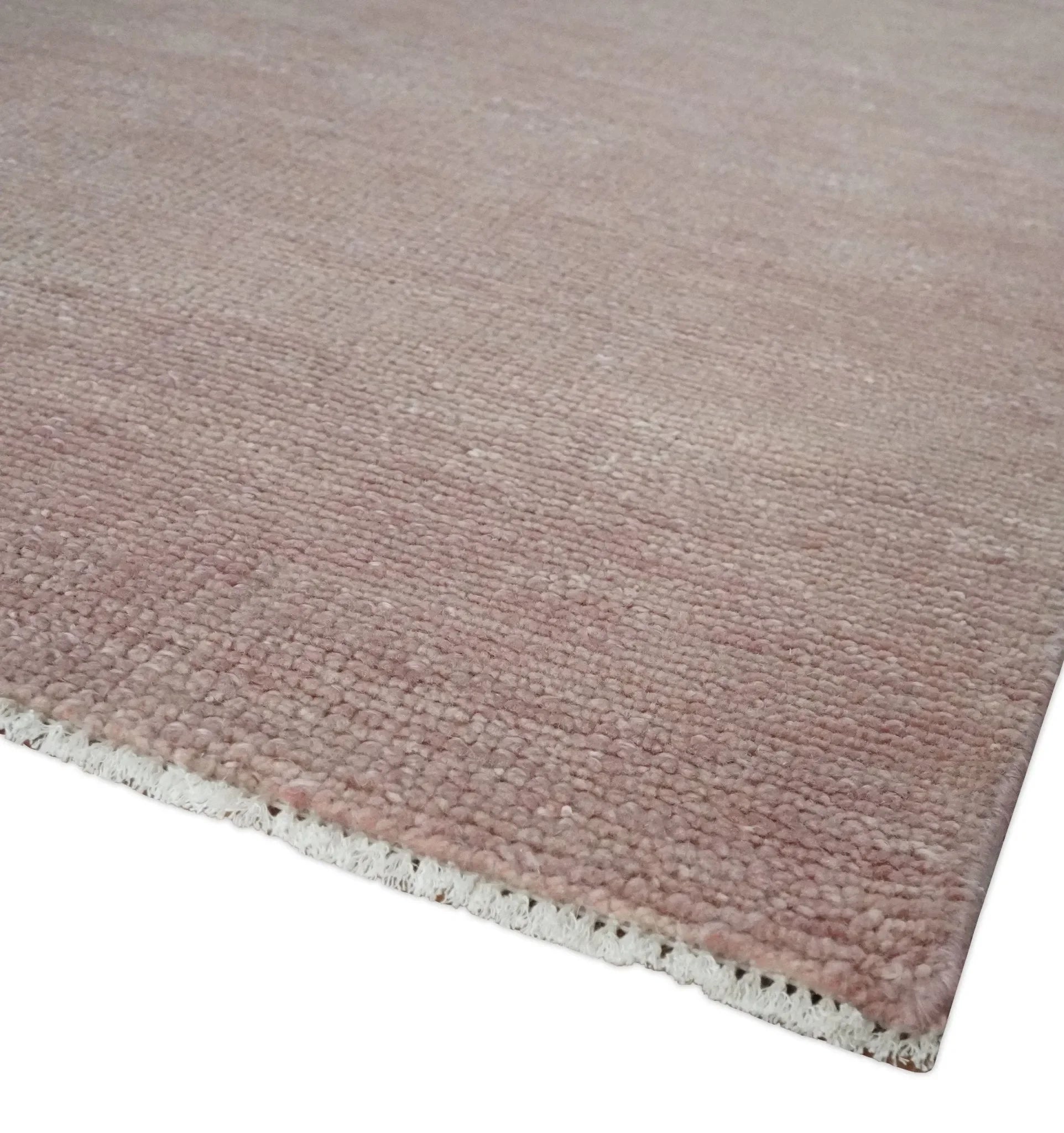 Contemporary Custom Made Modern Solid Peach Hand knotted Wool Area Rug - The Mayfair Hall