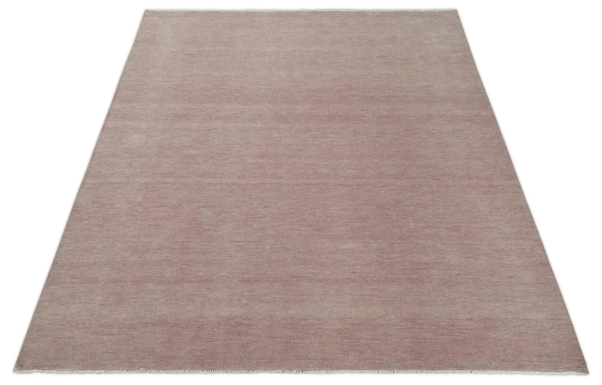 Contemporary Custom Made Modern Solid Peach Hand knotted Wool Area Rug - The Mayfair Hall