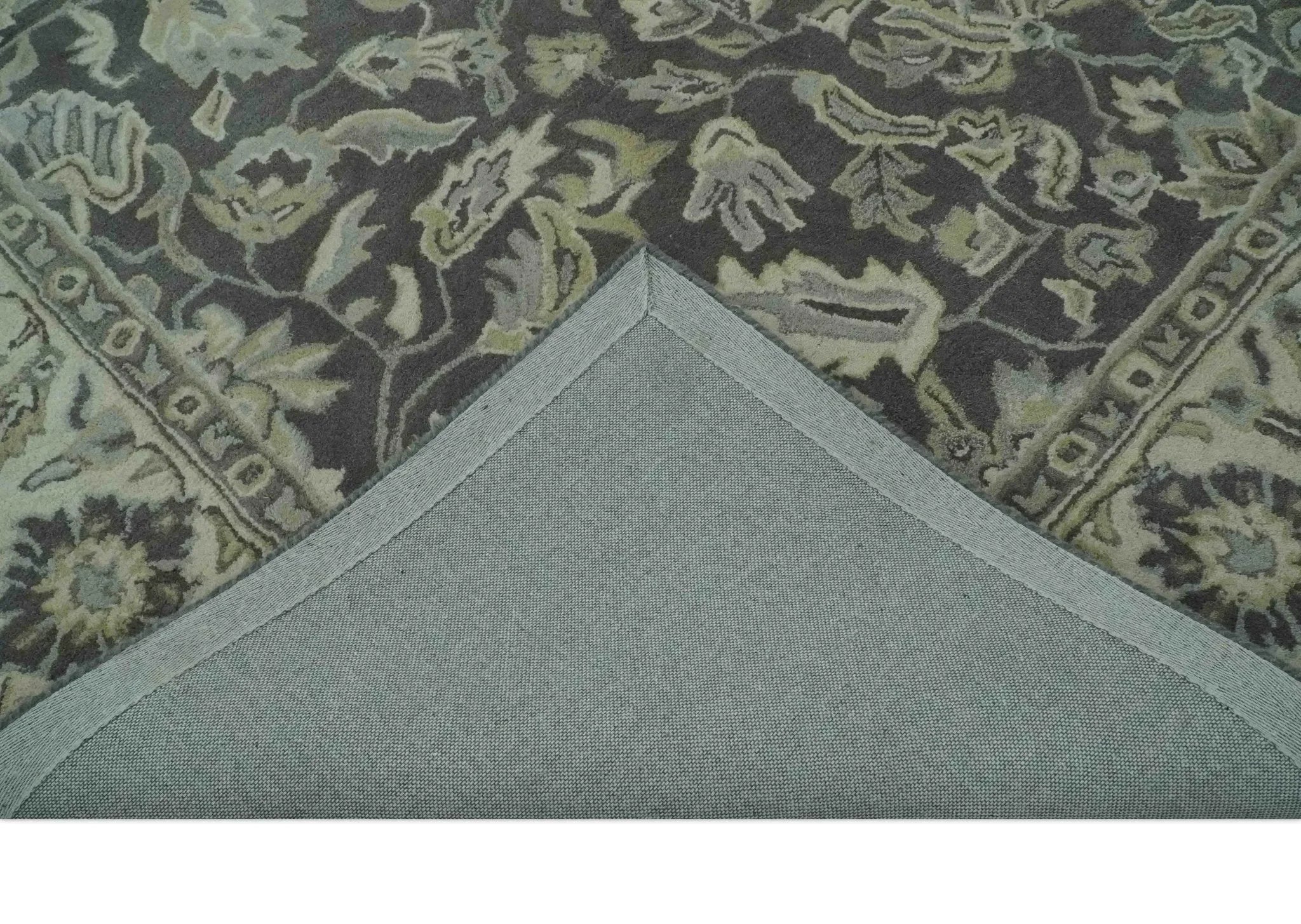 Custom Made Antique Design Charcoal and Beige Traditional Floral Hand Tufted rug - The Mayfair Hall