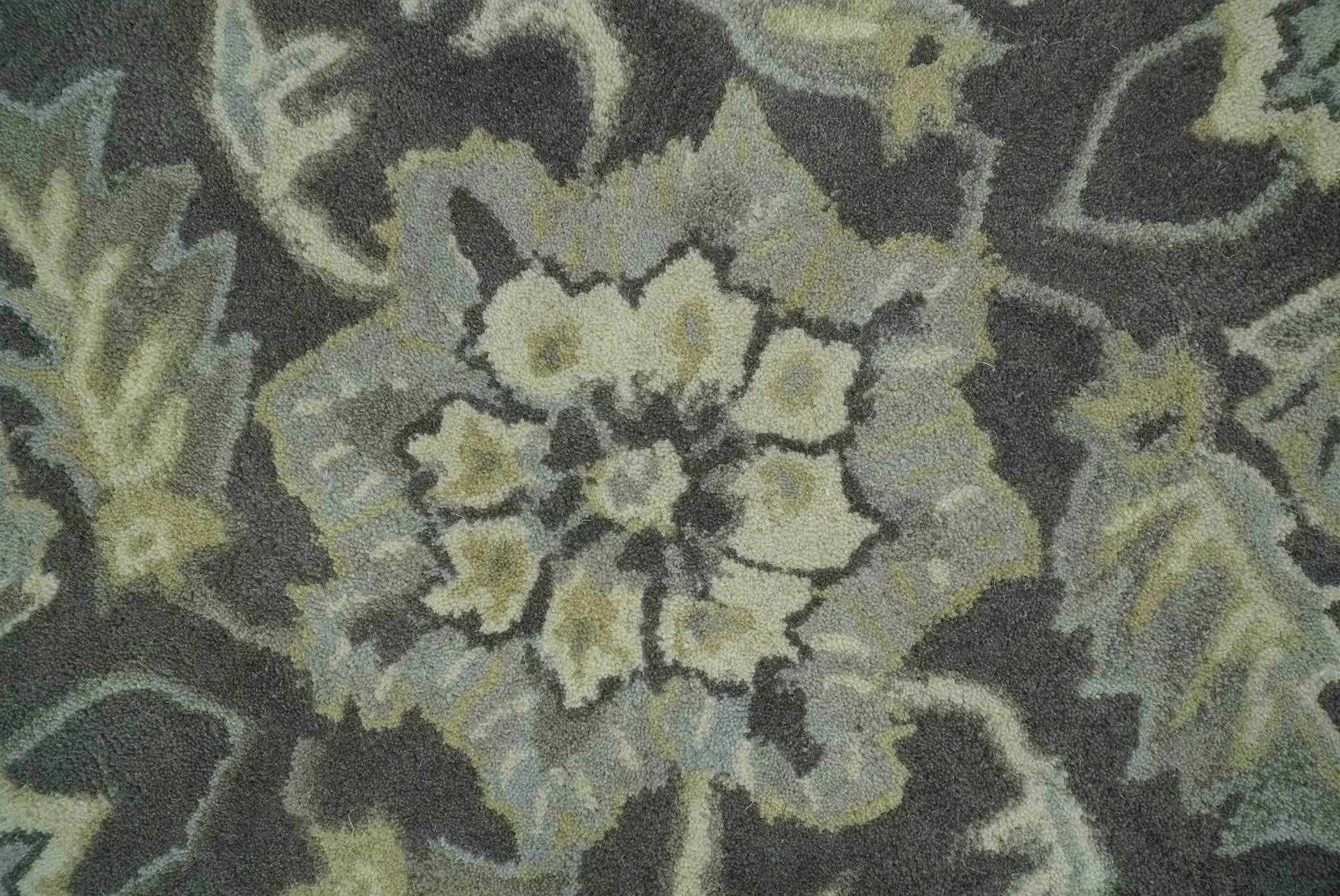 Custom Made Antique Design Charcoal and Beige Traditional Floral Hand Tufted rug - The Mayfair Hall