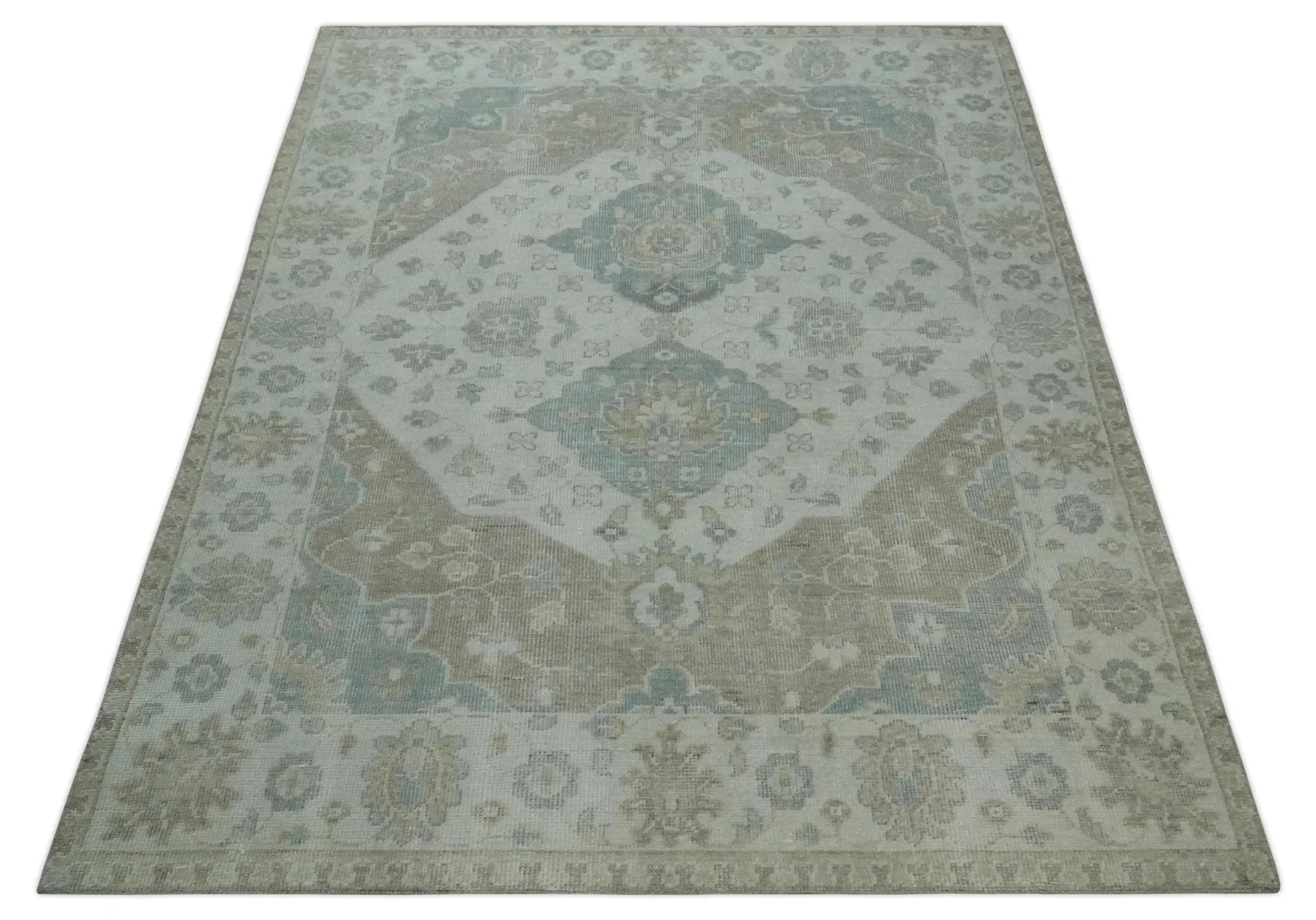 Custom Made Antique Style Neutral Ivory and Camel Custom Made wool Area Rug - The Mayfair Hall
