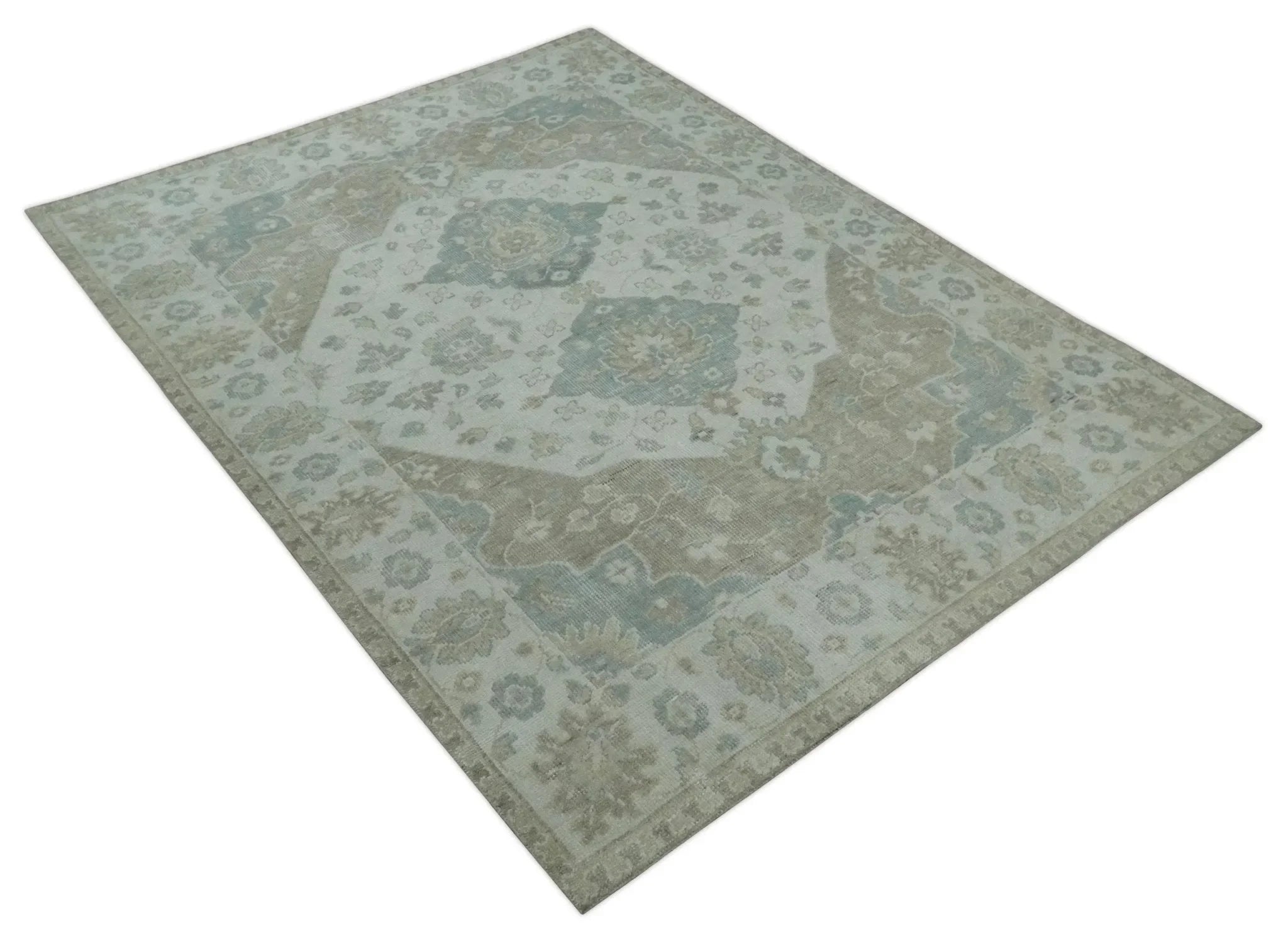 Custom Made Antique Style Neutral Ivory and Camel Custom Made wool Area Rug - The Mayfair Hall