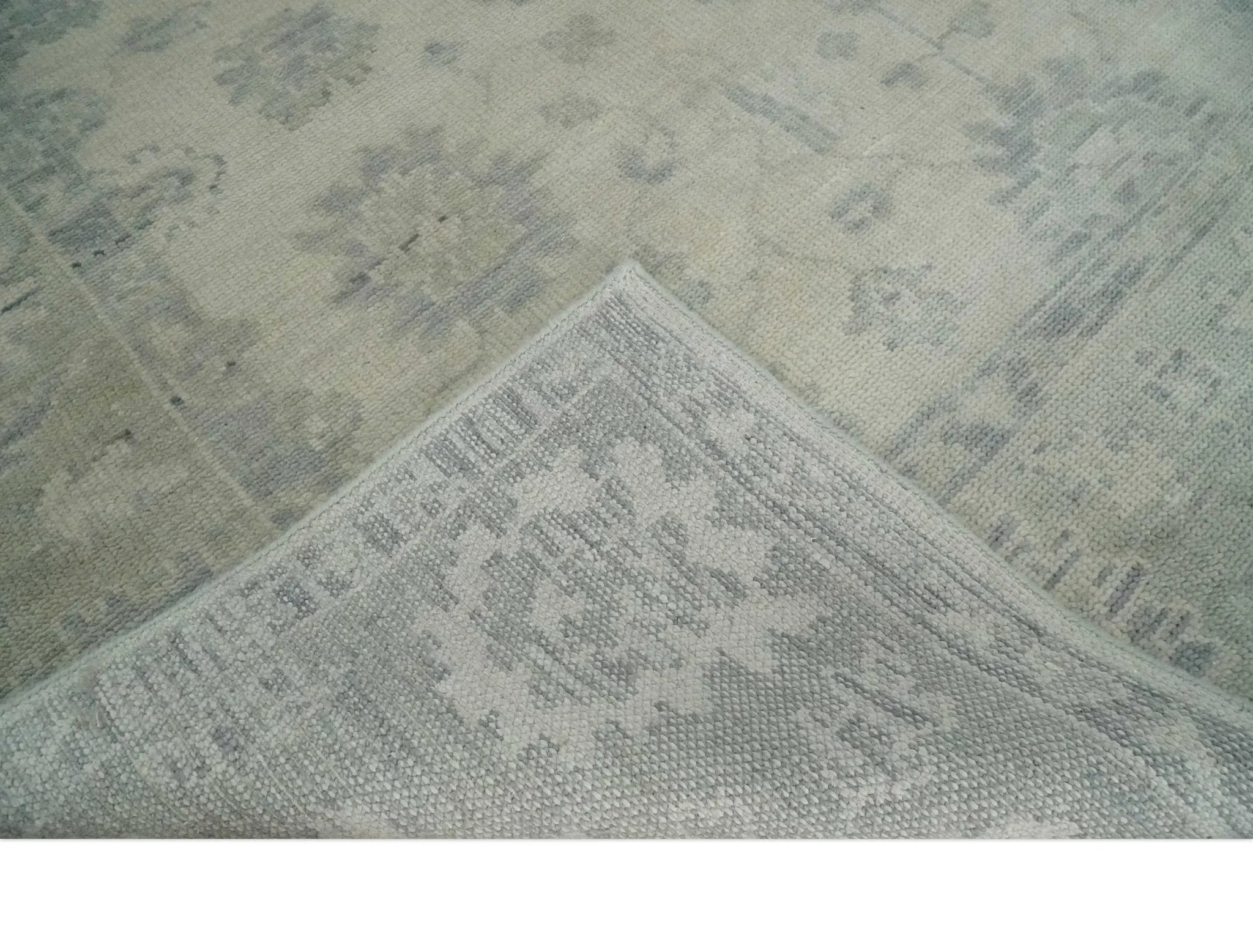Custom Made Beige and Light Green Hand knotted Traditional Oushak Multi Size wool Area Rug - The Mayfair Hall