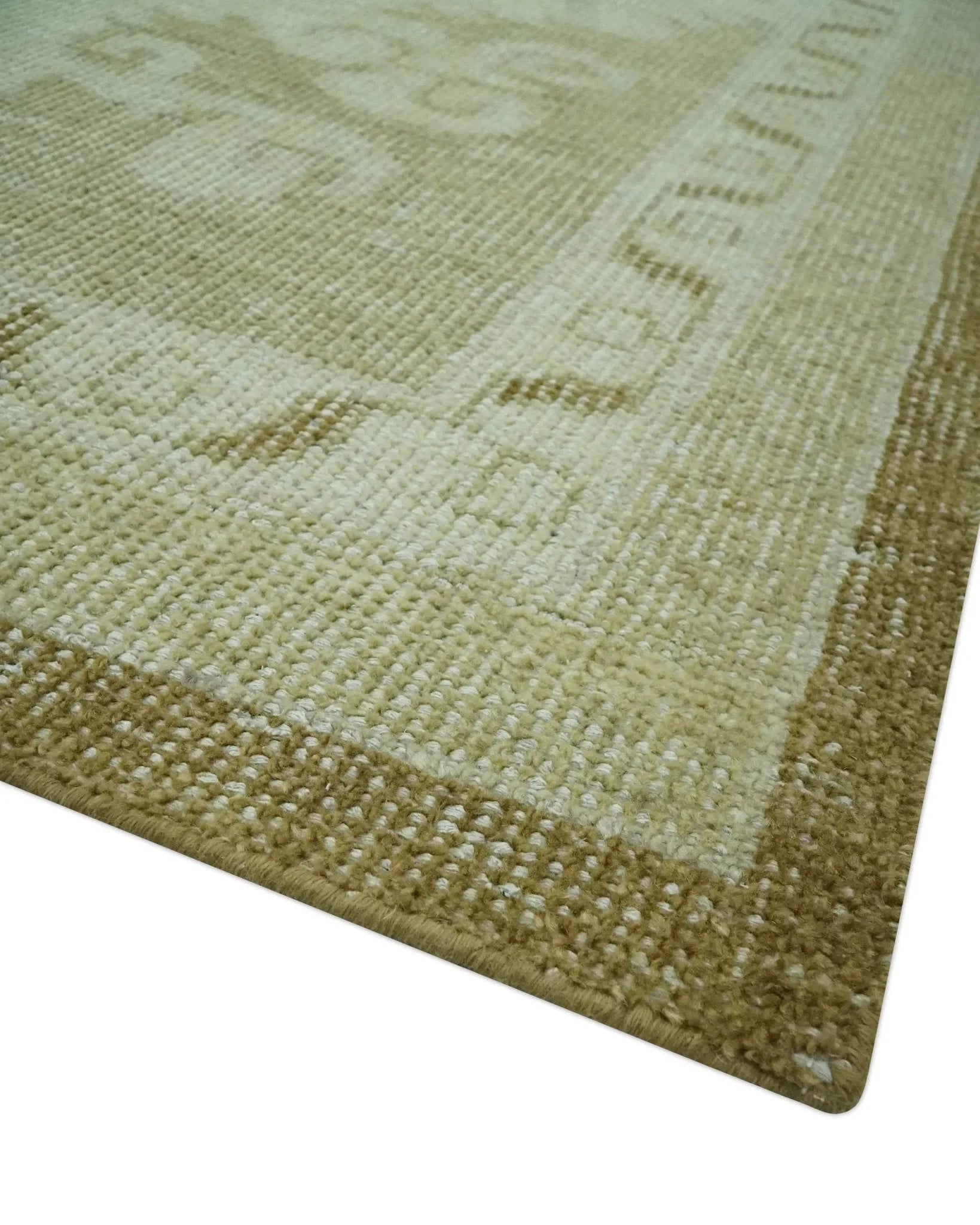 Custom Made Beige and Olive Hand Knotted Traditional wool area rug - The Mayfair Hall
