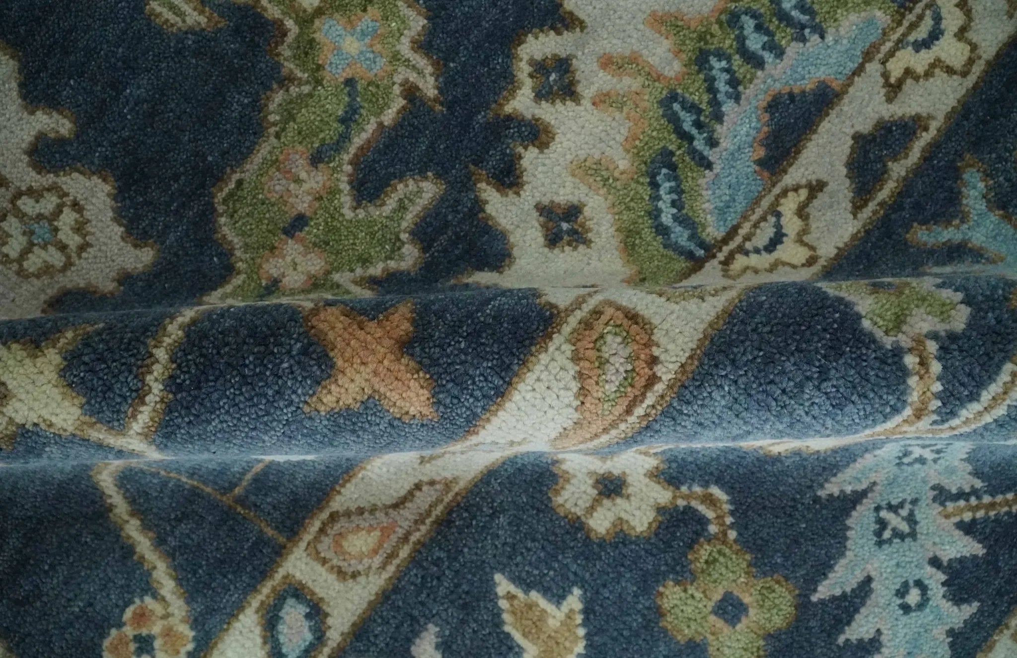Custom Made Blue Multi size Hand knotted Traditional Oushak Wool Area Rug - The Mayfair Hall