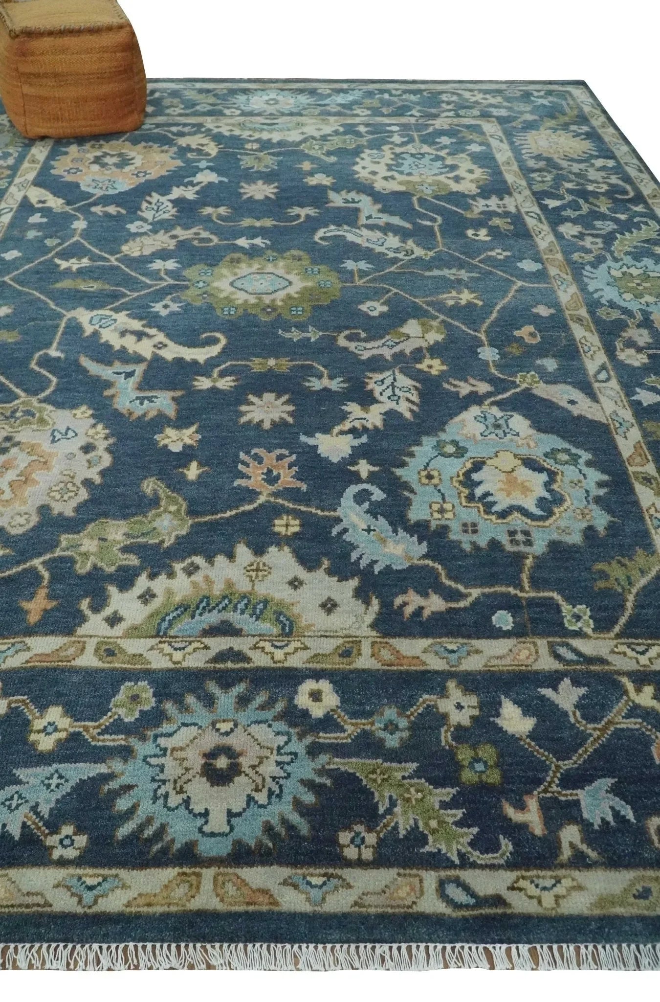 Custom Made Blue Multi size Hand knotted Traditional Oushak Wool Area Rug - The Mayfair Hall
