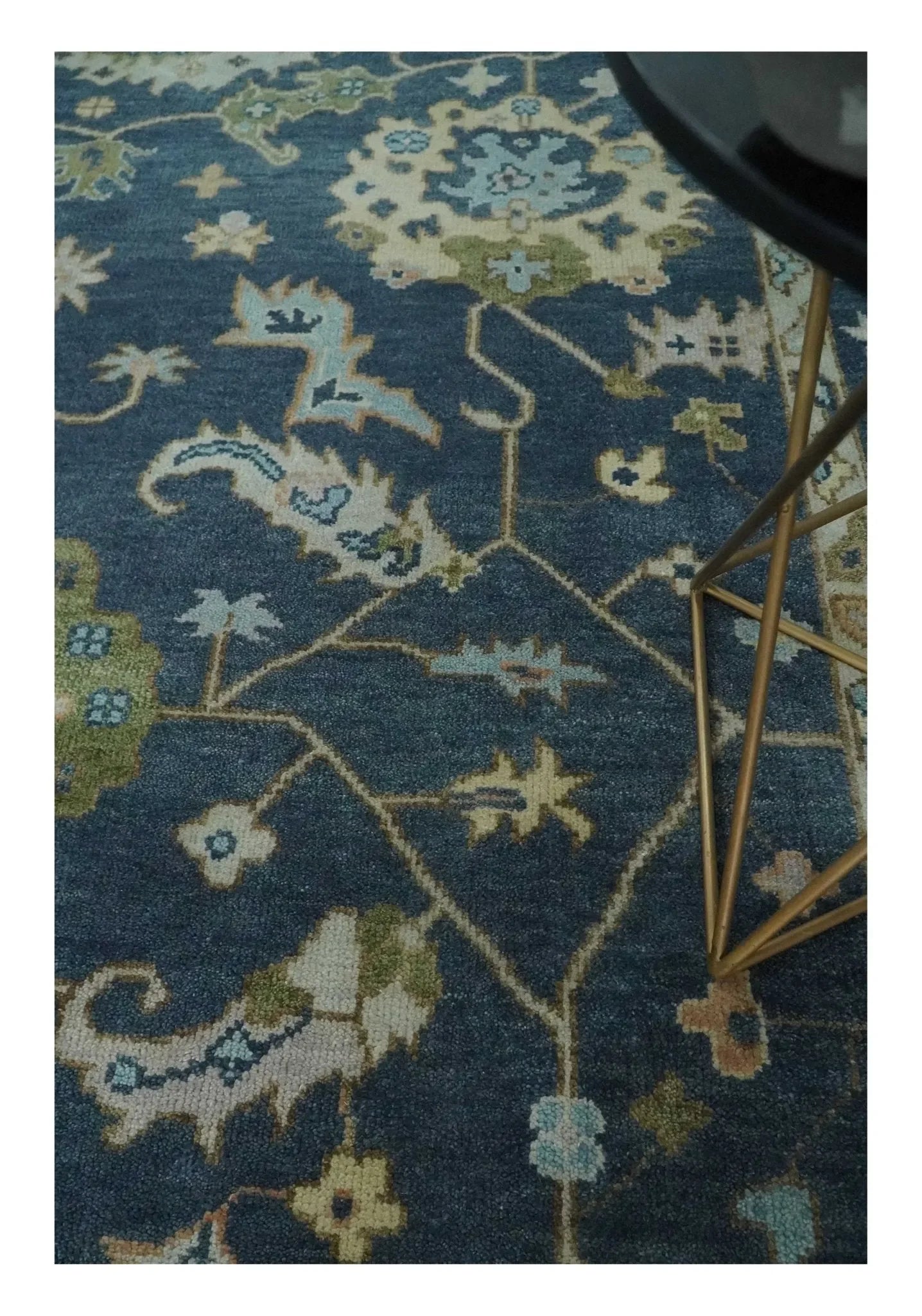 Custom Made Blue Multi size Hand knotted Traditional Oushak Wool Area Rug - The Mayfair Hall