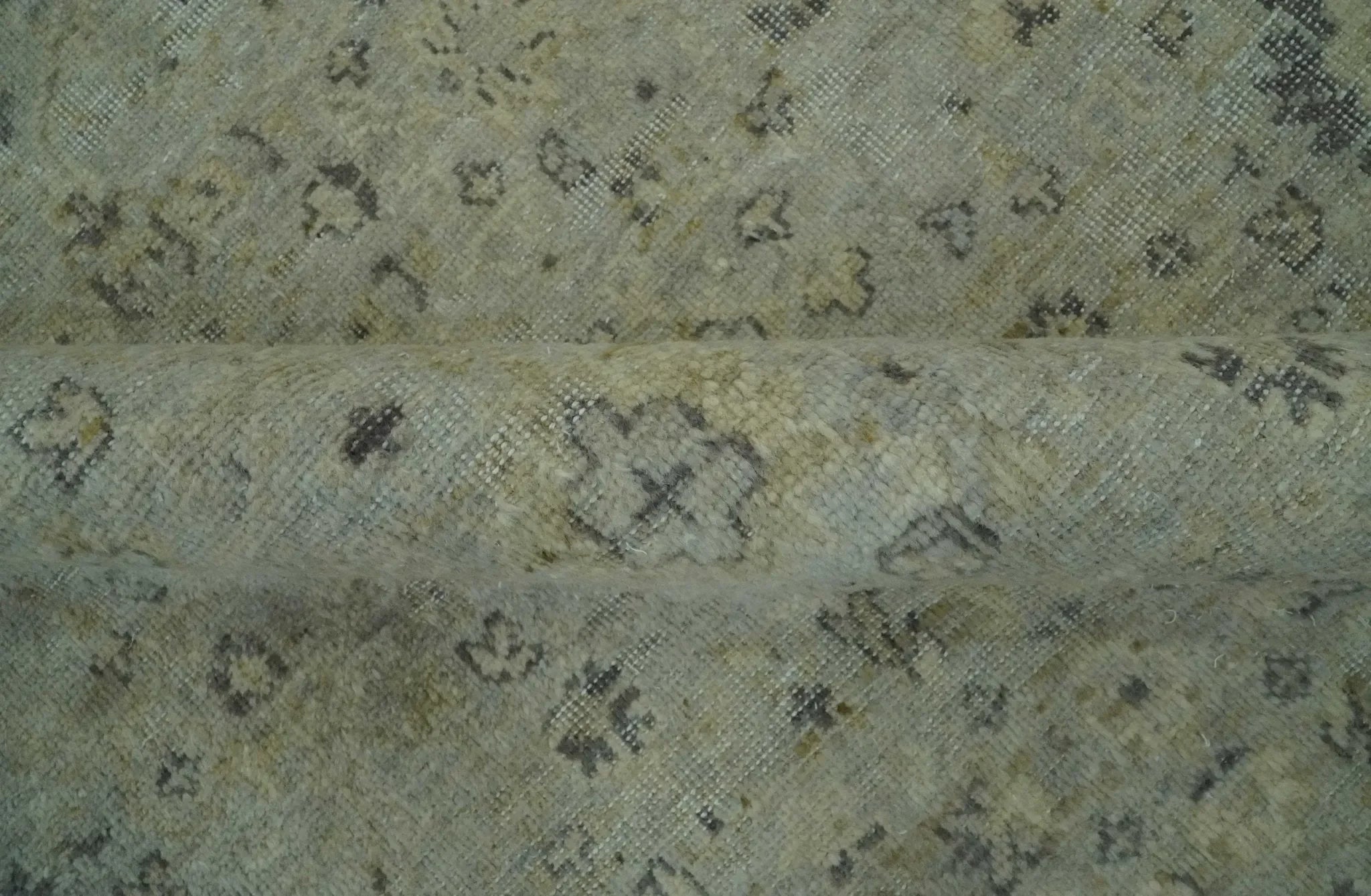 Custom Made Distress Finished Beige, Silver and Charcoal Traditional Wool Rug - The Mayfair Hall