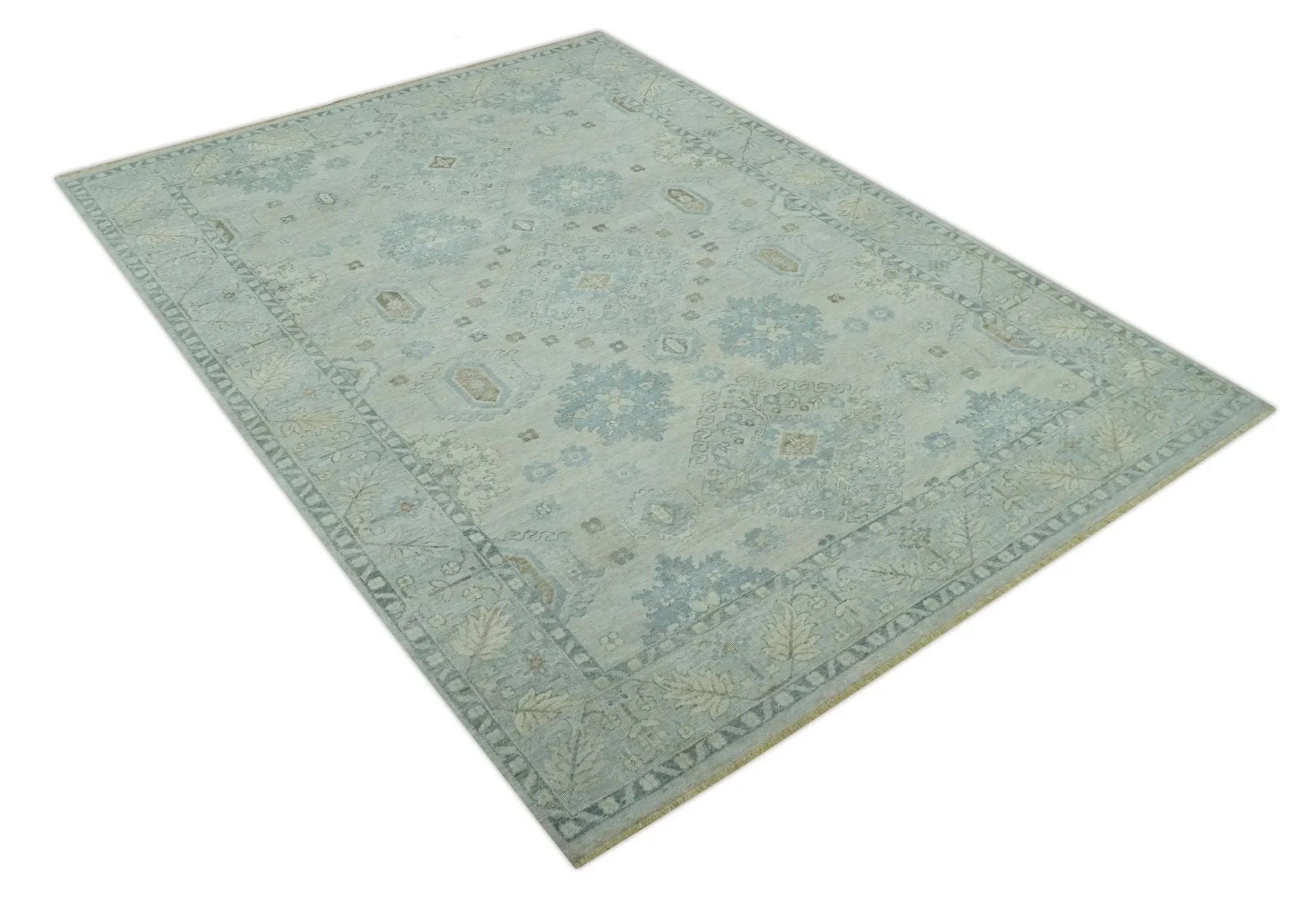 Custom Made Distressed Finished Beige and Gray Traditional mamluk design Low Pile wool Rug - The Mayfair Hall