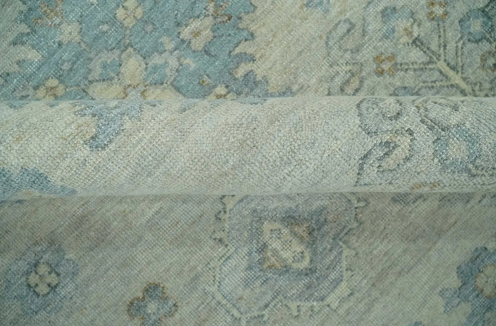 Custom Made Distressed Finished Beige and Gray Traditional mamluk design Low Pile wool Rug - The Mayfair Hall