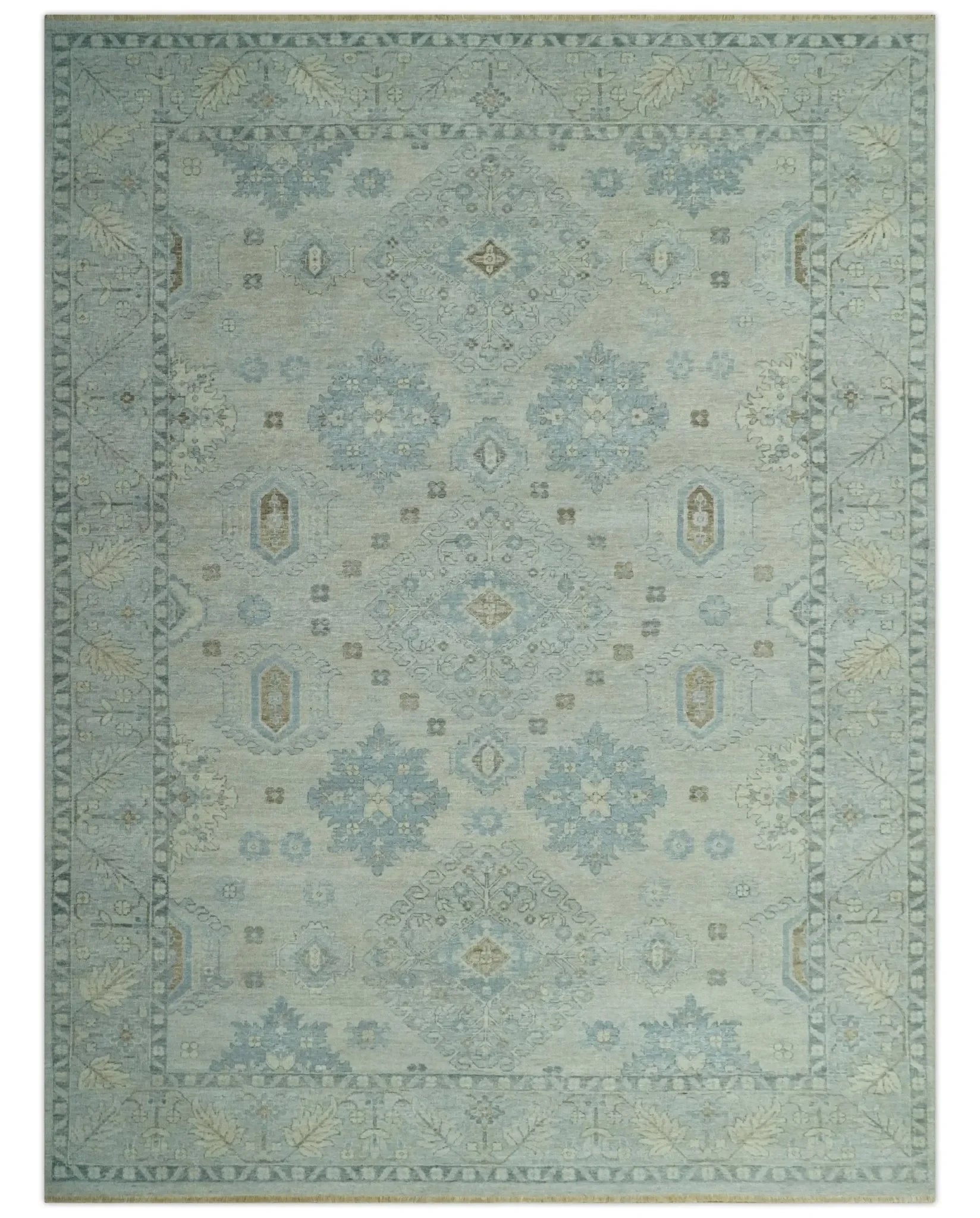 Custom Made Distressed Finished Beige and Gray Traditional mamluk design Low Pile wool Rug - The Mayfair Hall