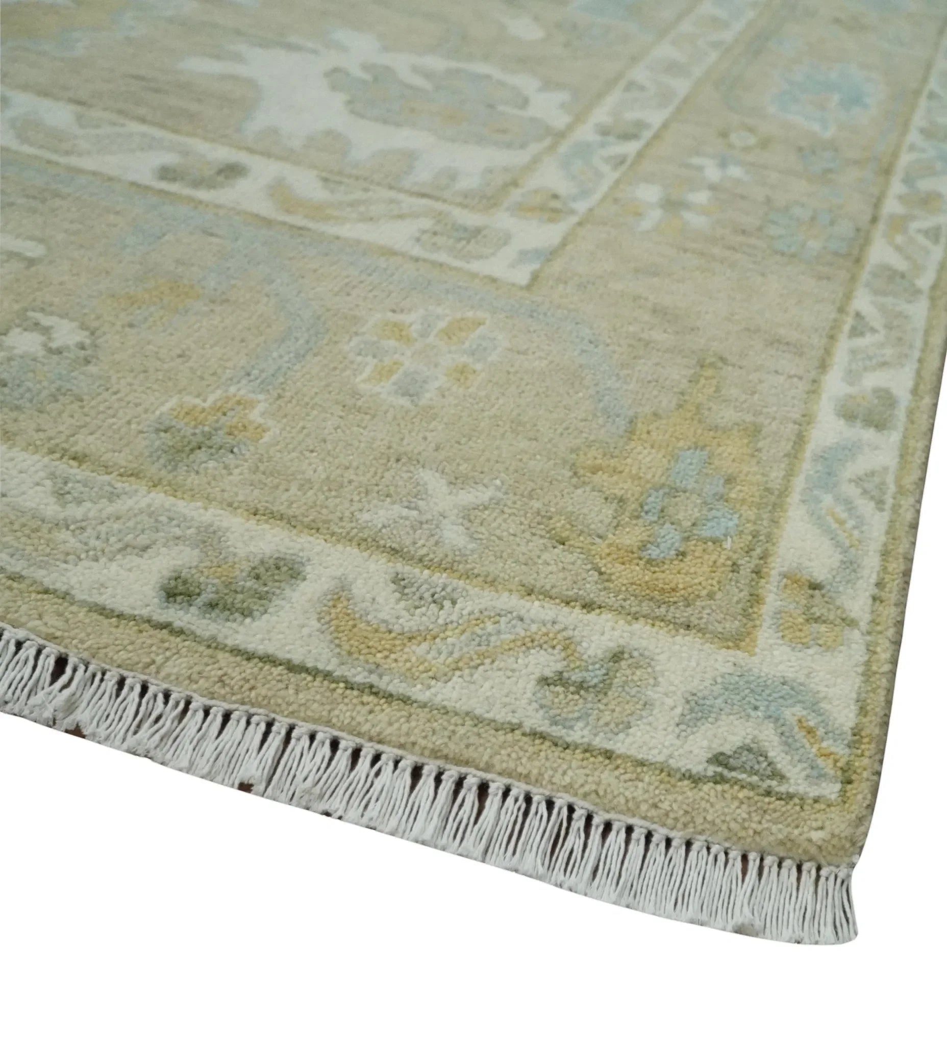 Custom Made Earthy Hand Knotted Beige and Ivory Traditional Multi Size Wool Area Rug - The Mayfair Hall