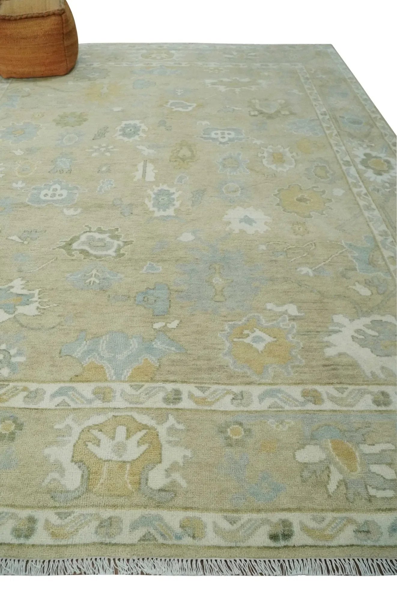 Custom Made Earthy Hand Knotted Beige and Ivory Traditional Multi Size Wool Area Rug - The Mayfair Hall